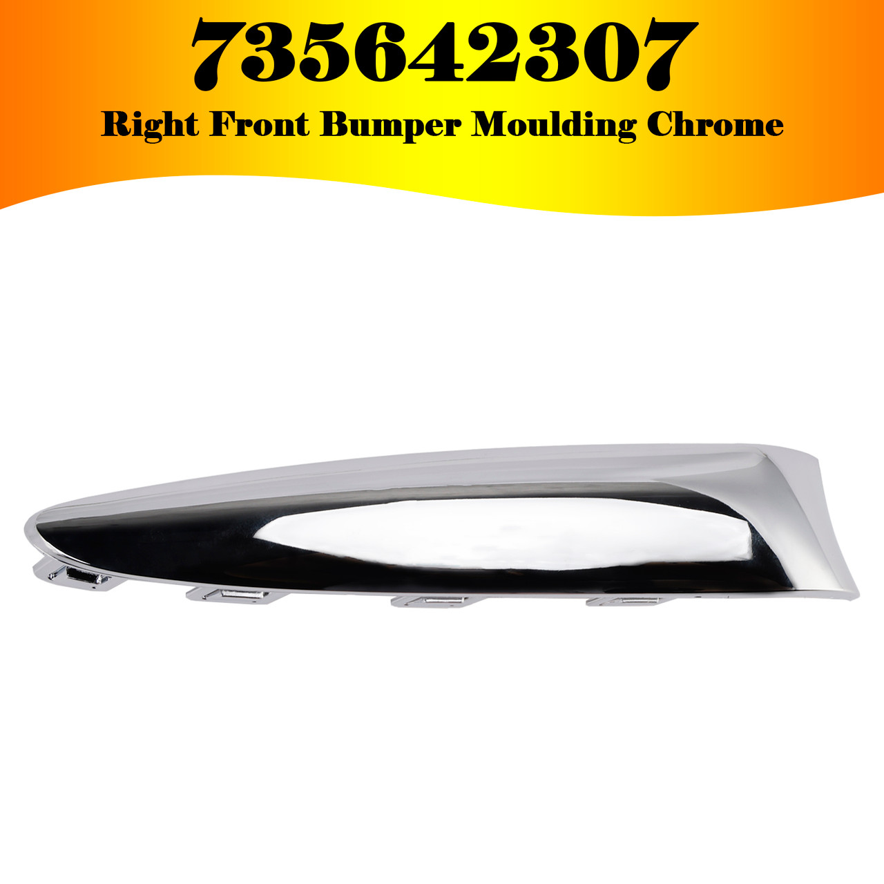 2015-2020 FIAT 500 (312) LOUNGE Right Front Bumper Moulding Chrome 735642307 Generic