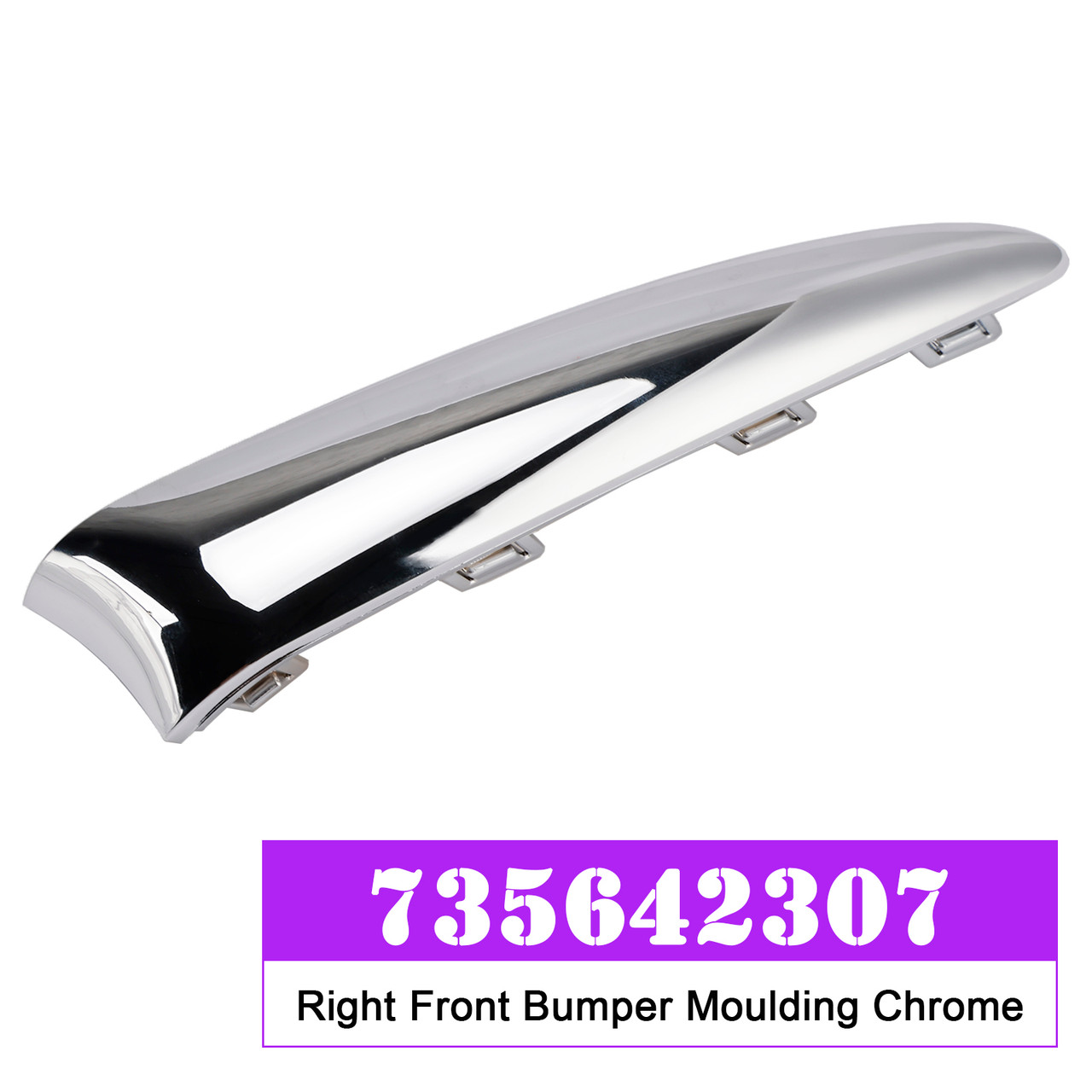 2015-2020 FIAT 500 (312) LOUNGE Right Front Bumper Moulding Chrome 735642307 Generic