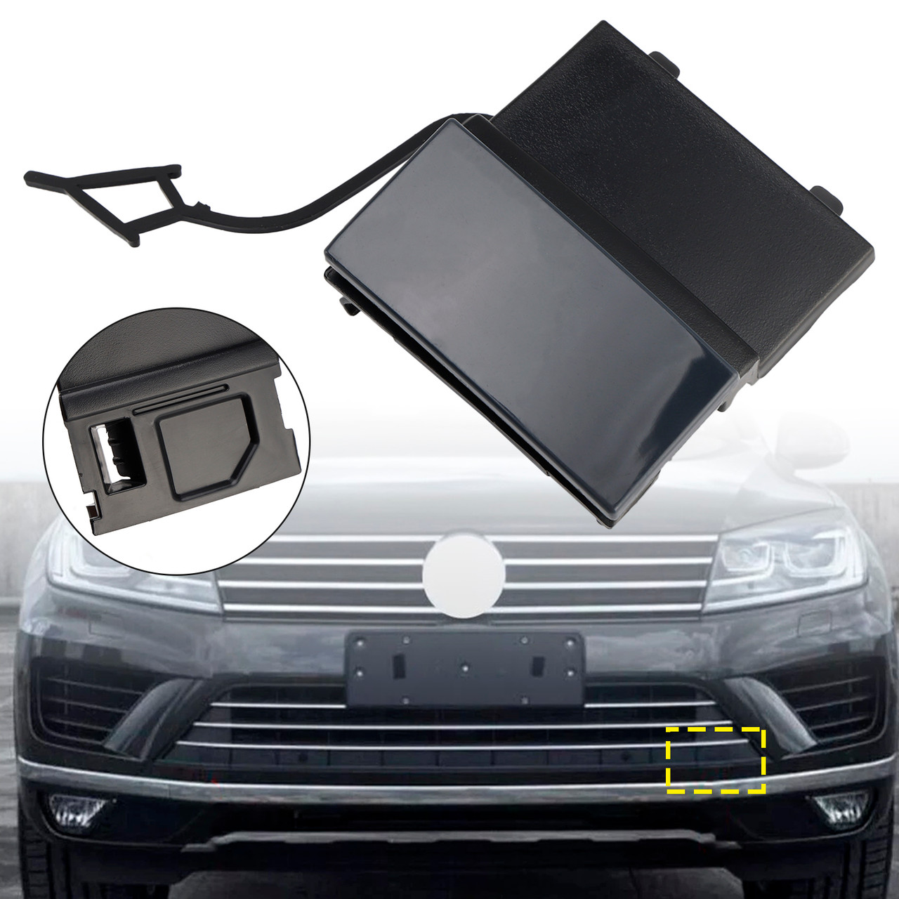 2014-2018 VW Touarge Car Front Left Bumper Tow Hook Eye Cover Cap 7P6807185A Generic