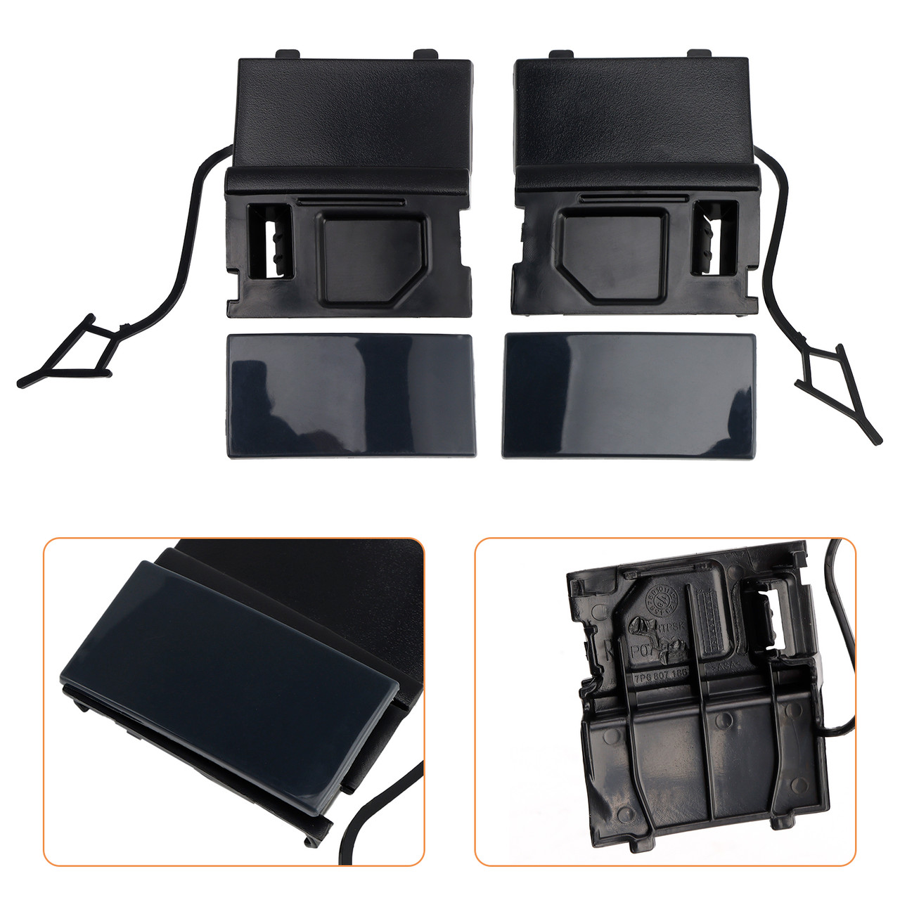 2014-2018 VW Touarge Car Front A Pair Bumper Tow Hook Eye Cover Cap 7P6807186A 7P6807185A Generic