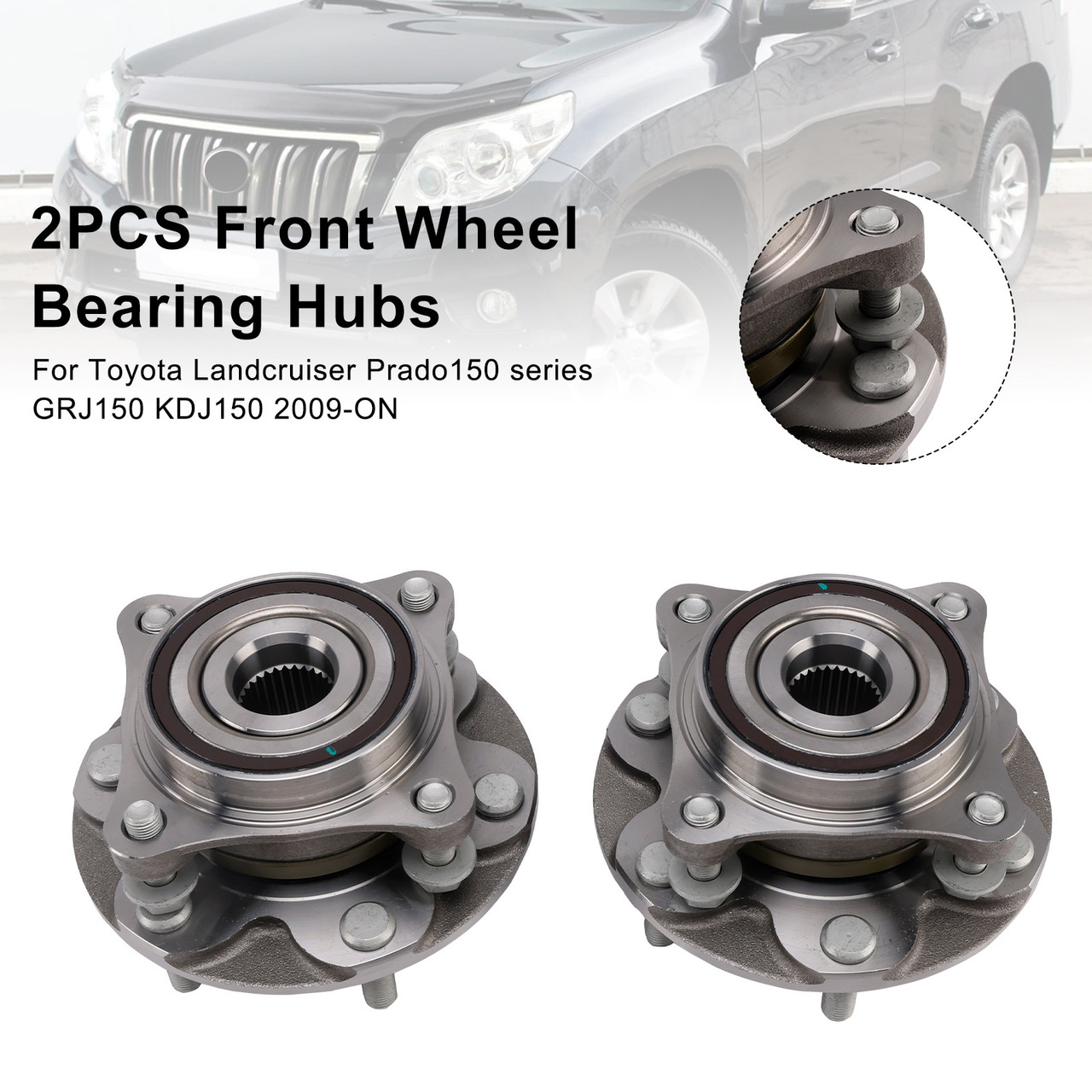2009-ON Toyota Landcruiser Prado150 series GRJ150 KDJ150 2PCS Front Wheel Bearing Hubs WHX2042603AC Generic