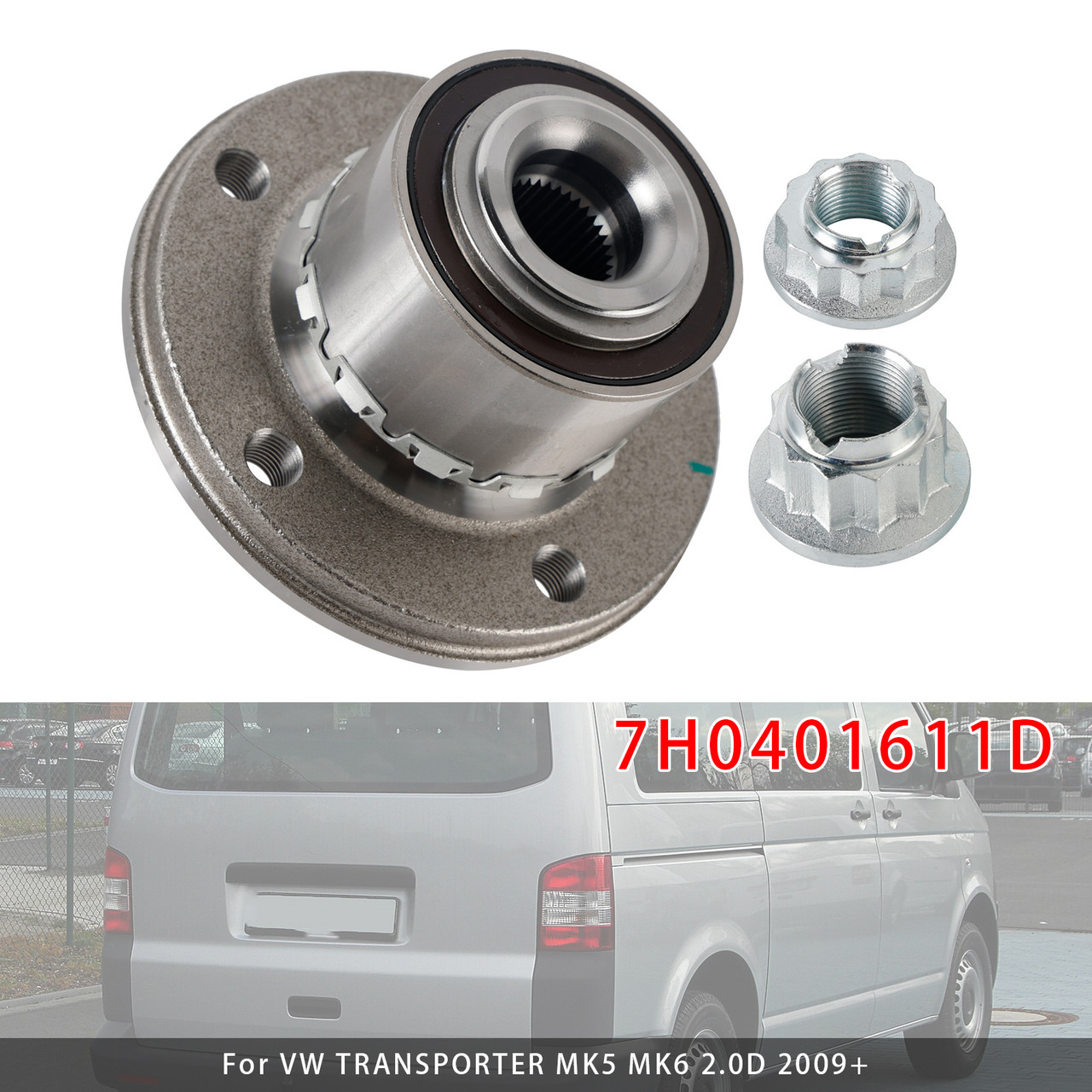 2009+ VW TRANSPORTER MK5 MK6 2.0D Wheel Bearing Kit 7H0401611D Generic