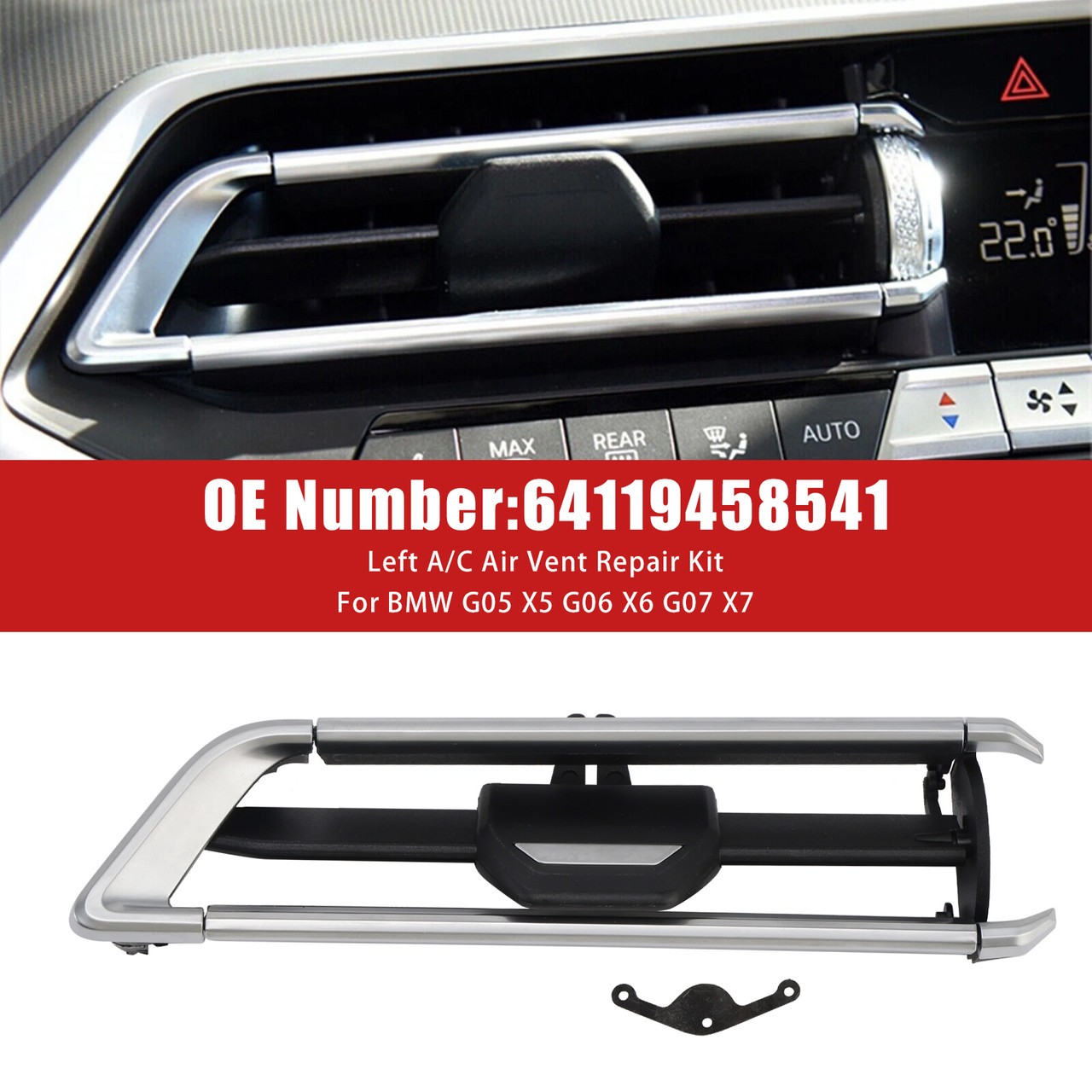 2019-2021 BMW G05 G06 G07 X5 X6 X7 Left A/C Air Vent Repair Kit 64119458541 Generic
