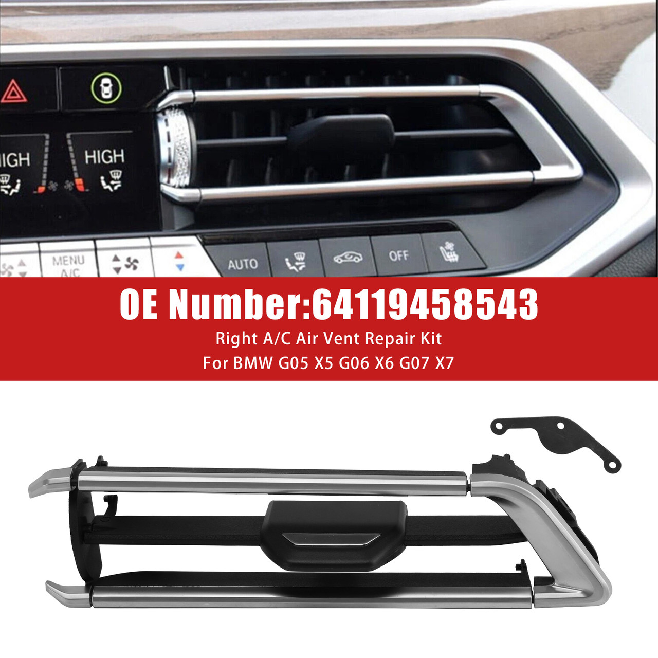 2019-2021 BMW G05 G06 G07 X5 X6 X7 Right A/C Air Vent Repair Kit 64119458543 Generic