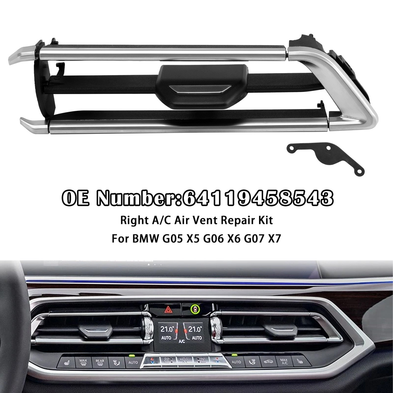 2019-2021 BMW G05 G06 G07 X5 X6 X7 Right A/C Air Vent Repair Kit 64119458543 Generic