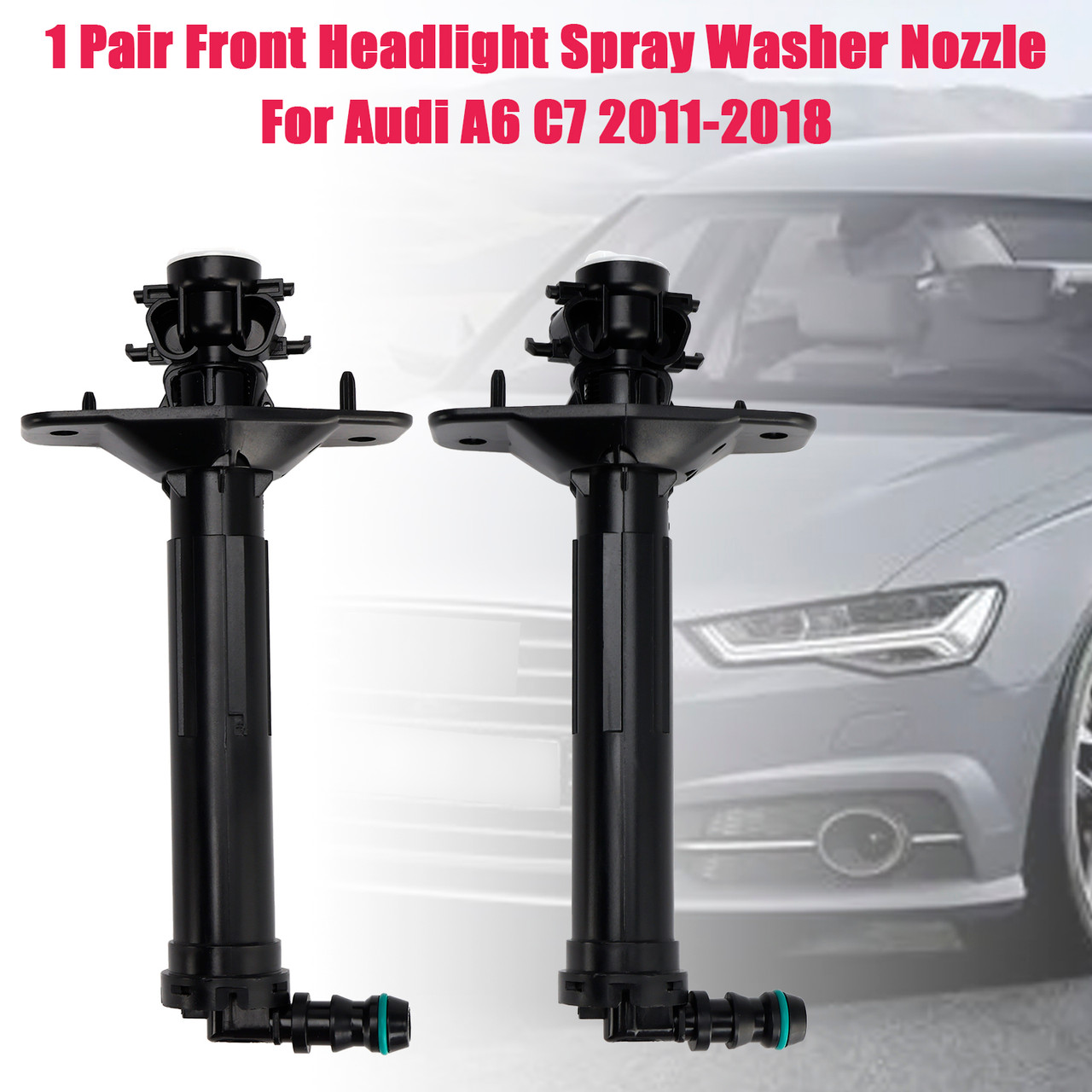 2011-2018 Audi A6 C7 1 Pair Front Headlight Spray Washer Nozzle 4G0955101 4G0955102 Generic