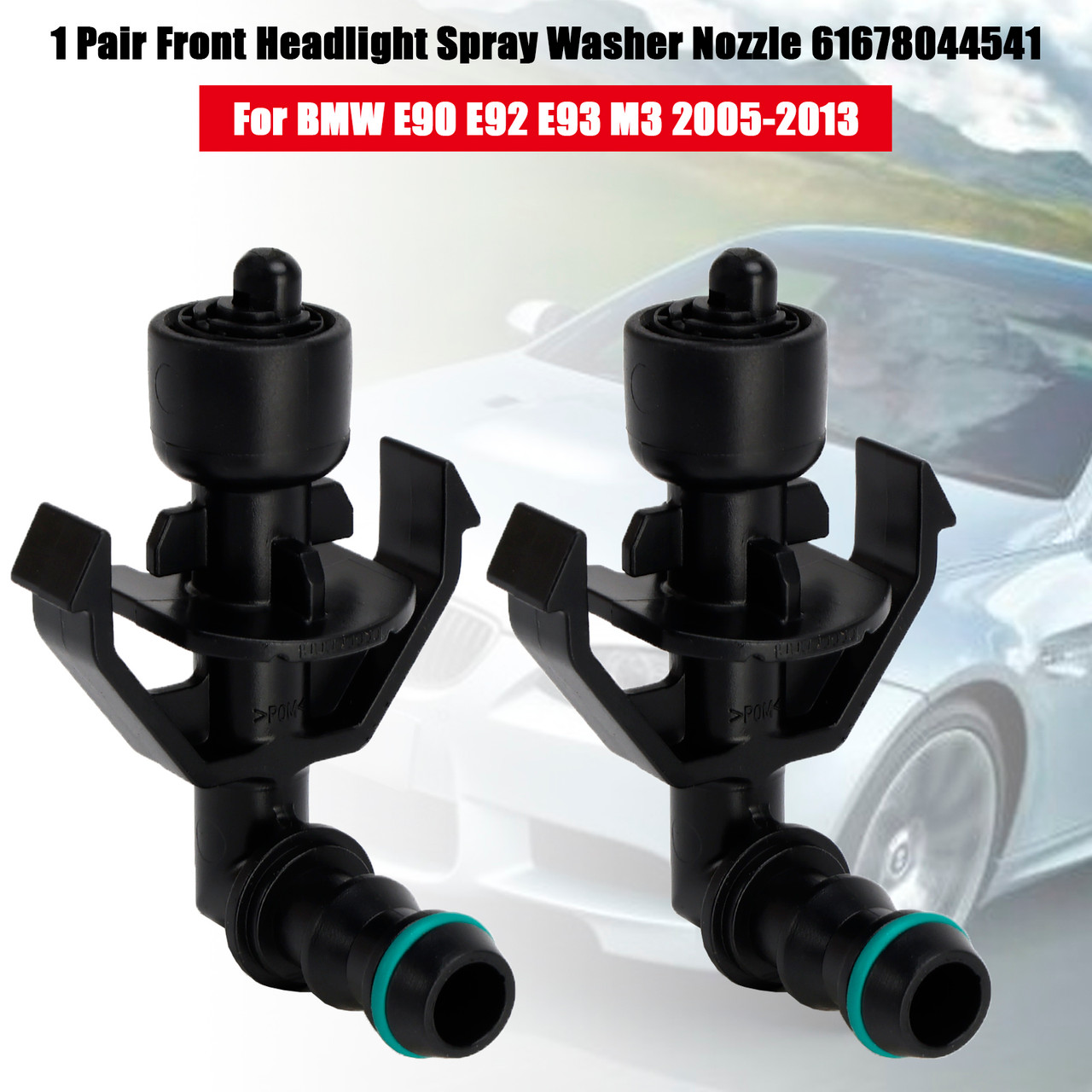 2005-2013 BMW E90 E92 E93 M3 1 Pair Front Headlight Spray Washer Nozzle 61678044541 Generic
