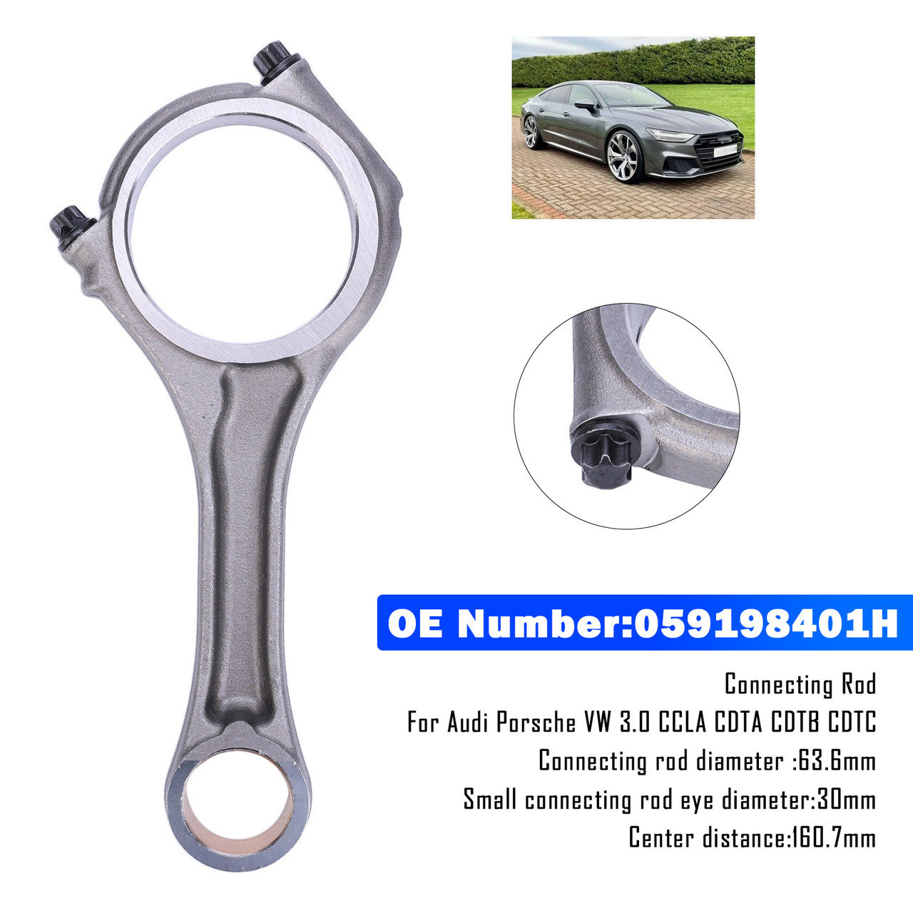 2007-2018 Audi A4 A5 A6 A7 A8 Connecting Rod 059198401N 059198401H Generic