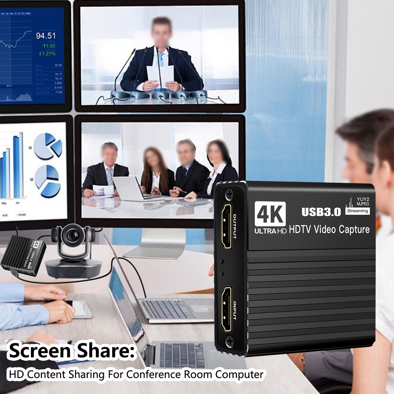 USB 3.0 Video Capture Card HDMI 4K Recording Box Game 1080P Video Recorder 60FPS