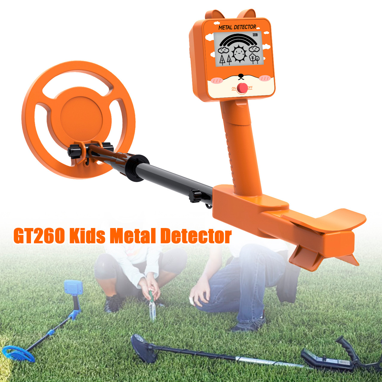 GT260 Kids Child Trasure Seeker Beginners Metal Detector Waterproof Coil Orange