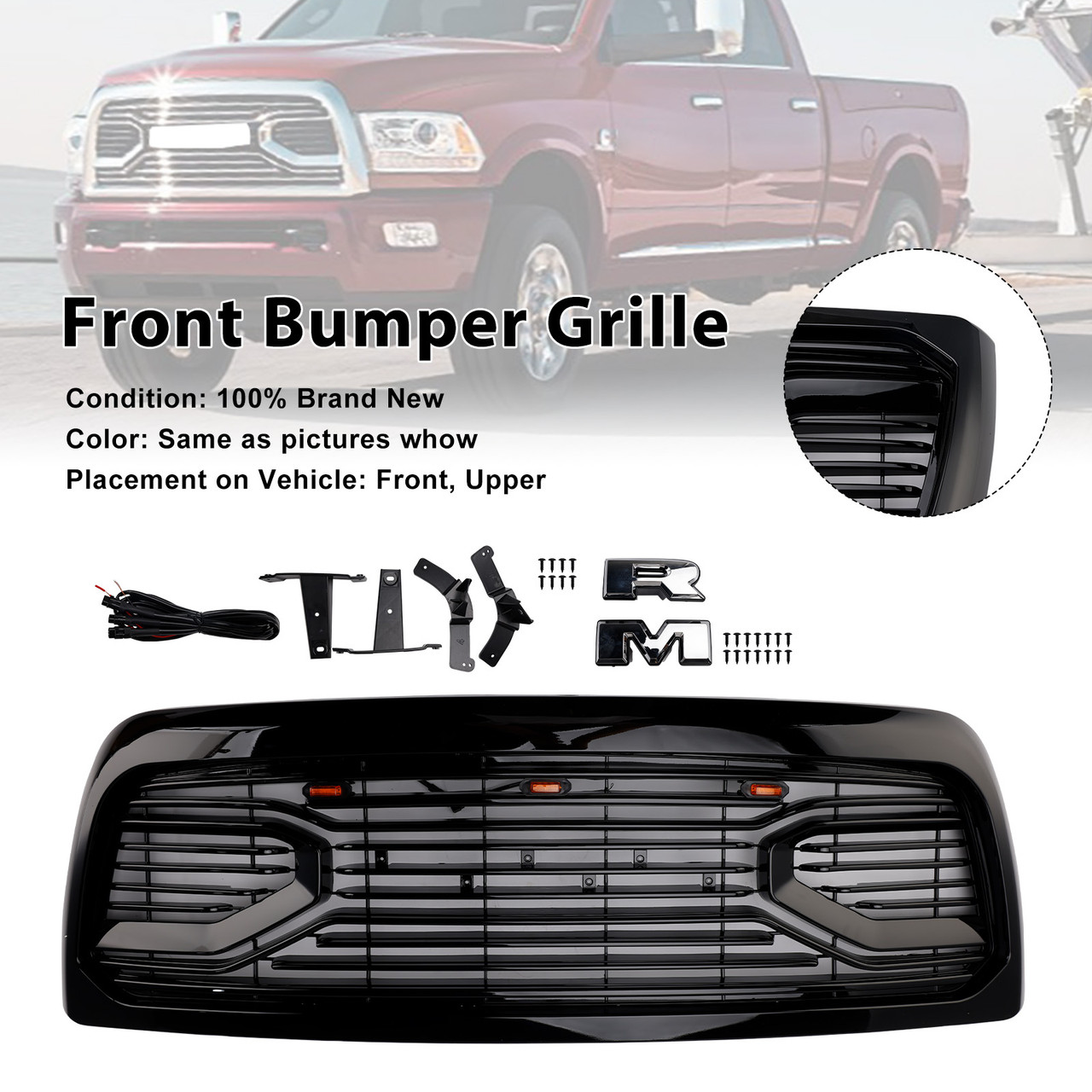 2010-2018 Dodge Ram 2500 3500 Black Front Bumper Grille Generic