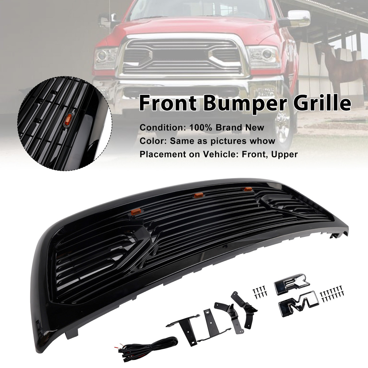 2010-2018 Dodge Ram 2500 3500 Black Front Bumper Grille Generic