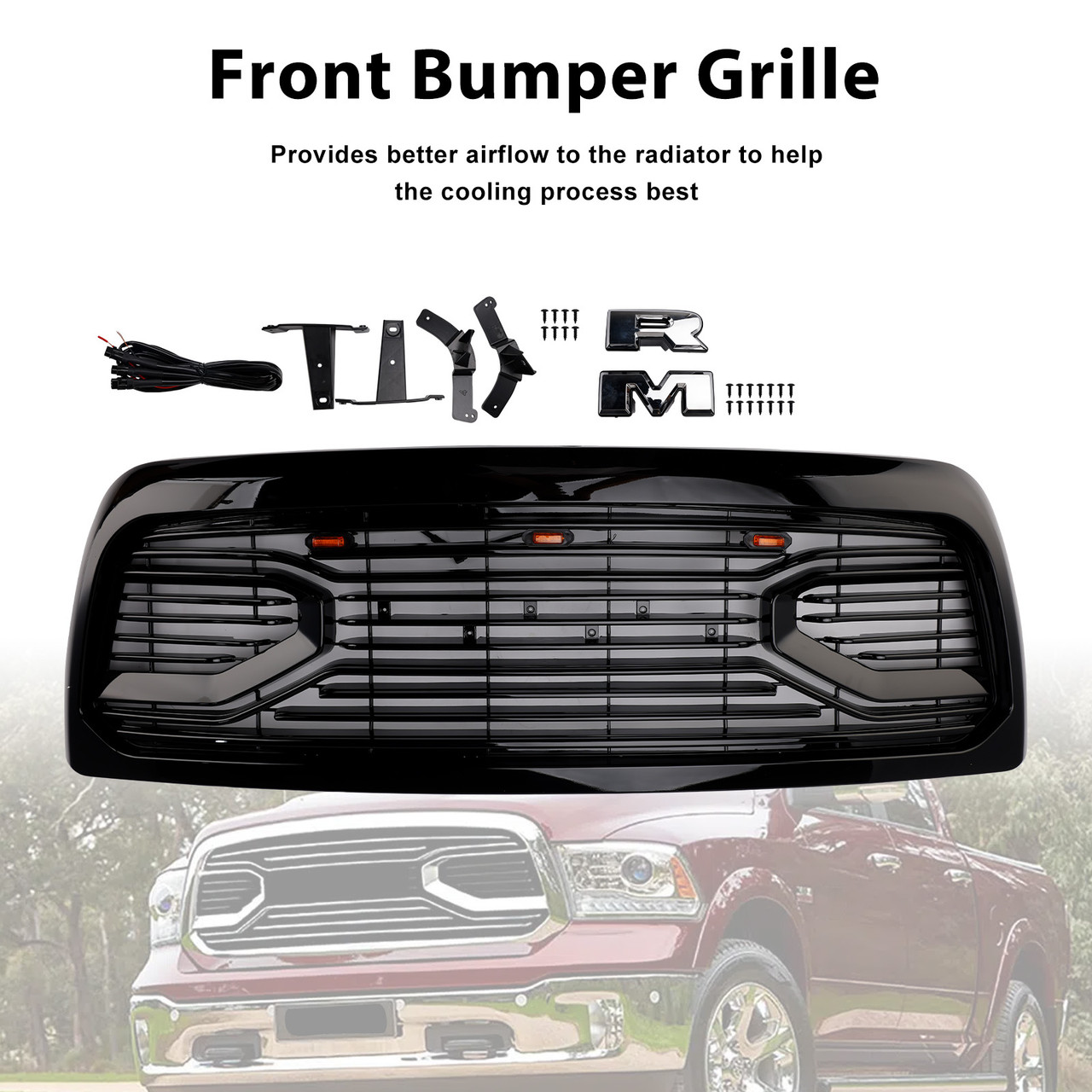2010-2018 Dodge Ram 2500 3500 Black Front Bumper Grille Generic