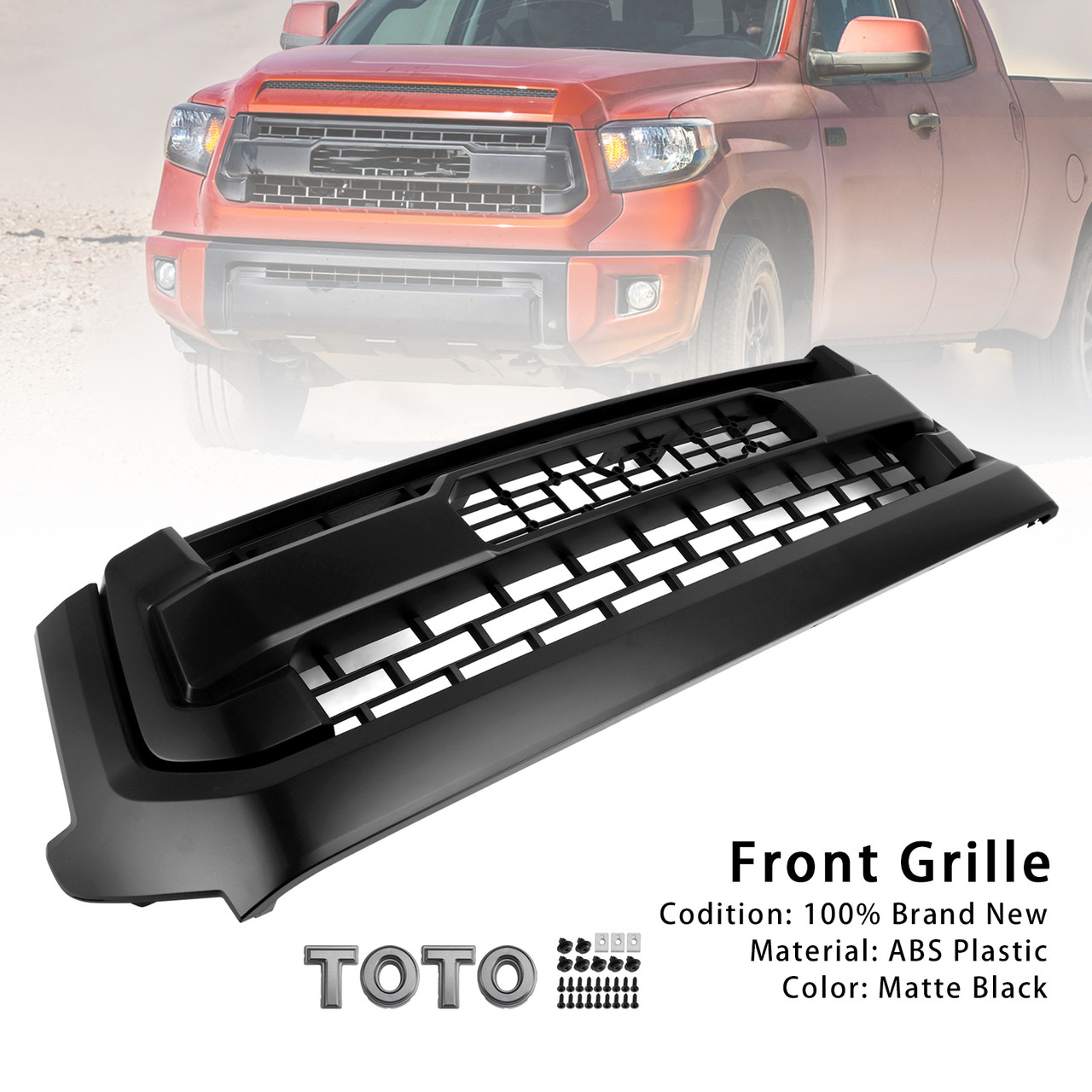 2014-2018 Toyota Tundra Front Grille TRD PRO Style With letters Matte Black Generic