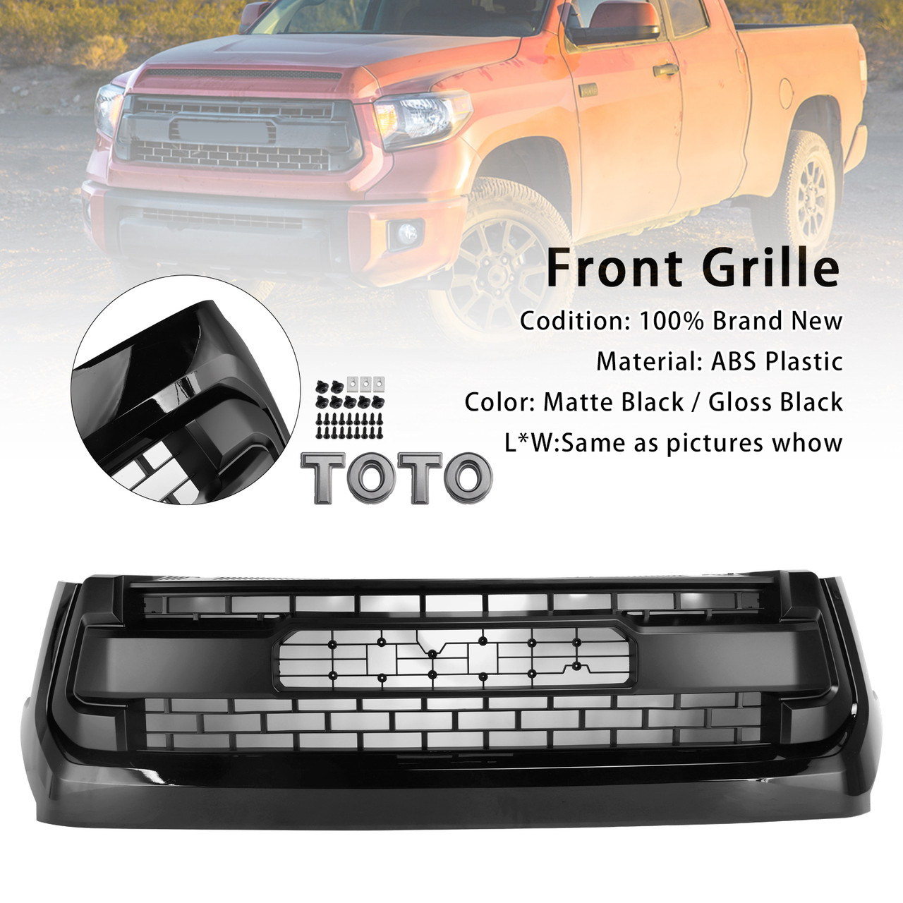 2014-2018 Toyota Tundra Honeycomb Front Grille With letters Matte Black Generic