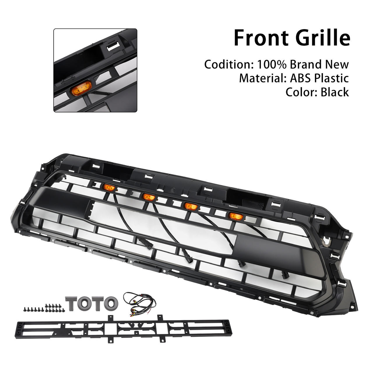 2012-2015 Toyota Tacoma Front Bumper Grille With Letters LED Light Black Generic