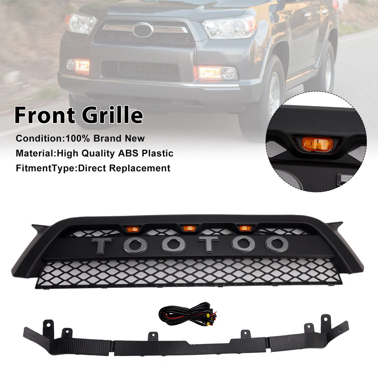 2010-2013 Toyota 4Runner Front Bumper Grille Matte Black Generic