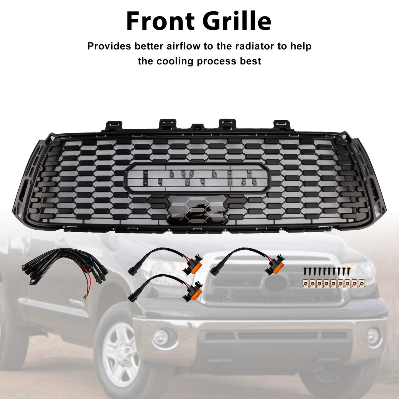 2010-2013 Toyota Tundra Honeycomb Front Bumper Grille Black Generic