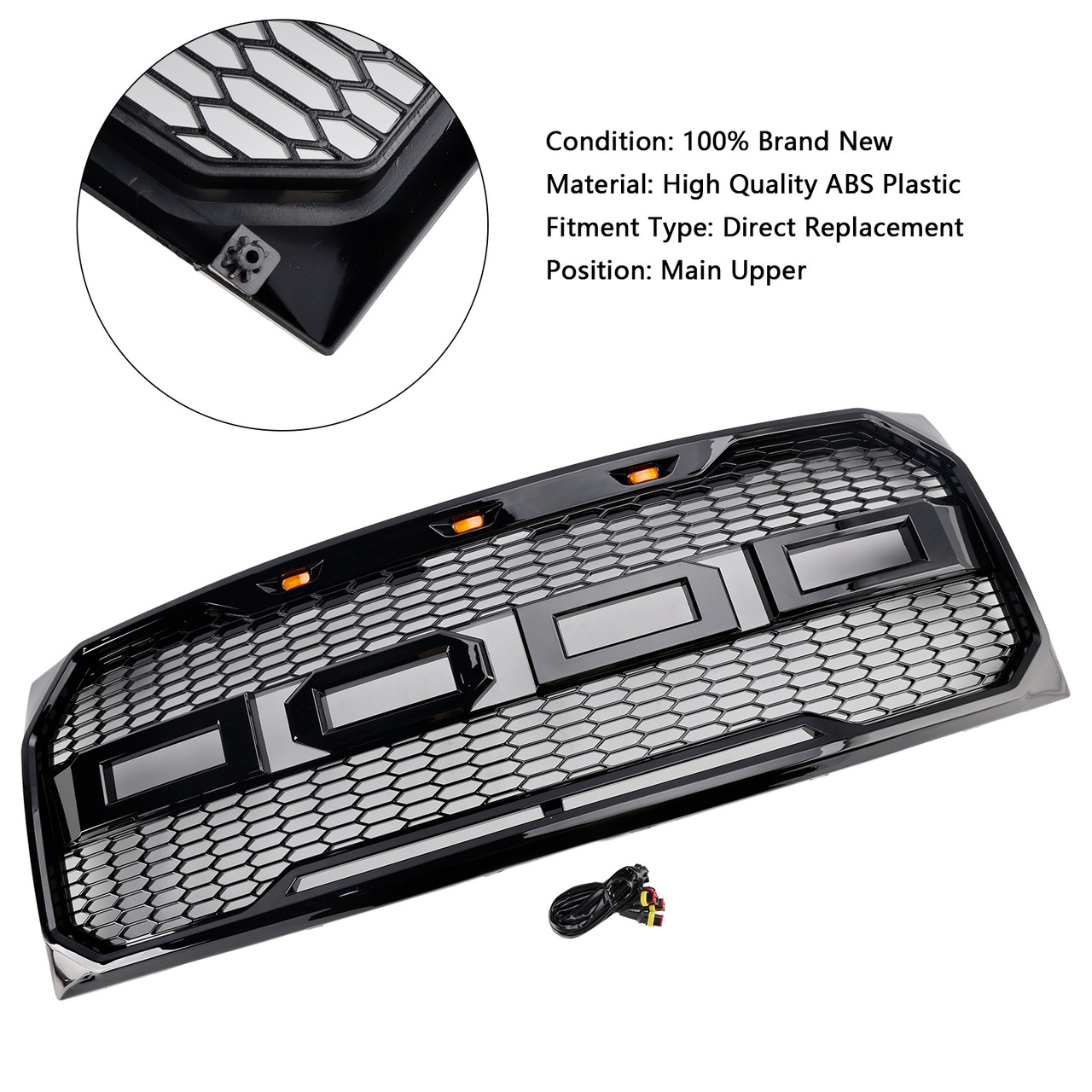 2009-2014 Ford F150 Raptor Style Raptor Style Front Bumper Grille Gloss Black Generic