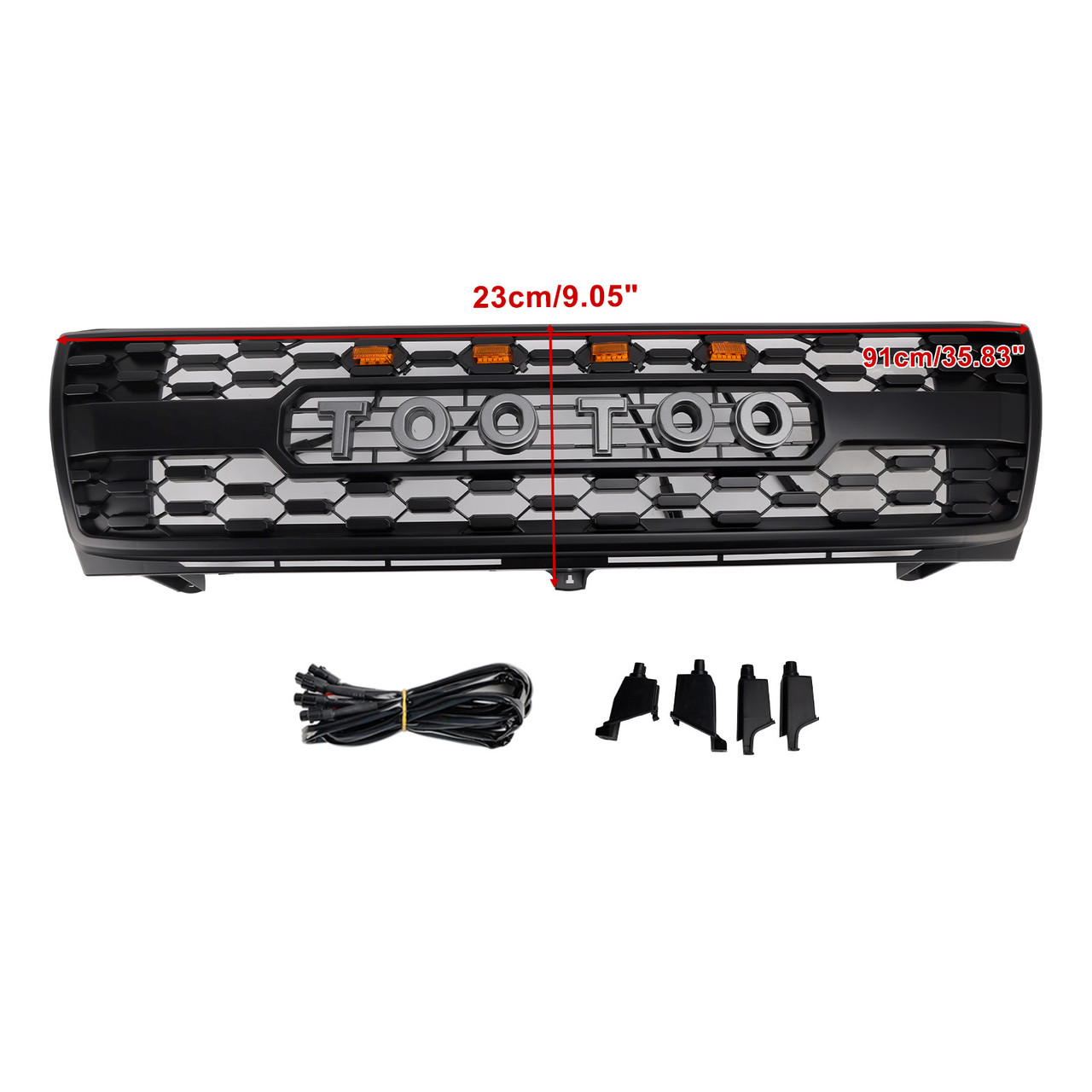 1997-2000 Toyota Tacoma Honeycomb Front Bumper Grille With LED Light Black Generic