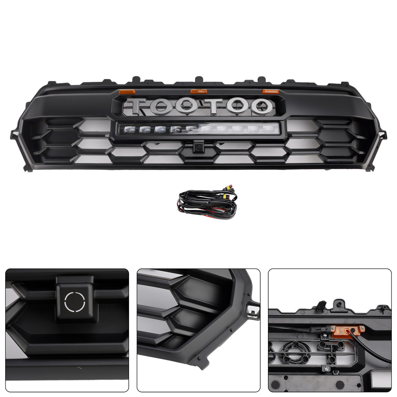 2024+ Toyota Tacoma Front Bumper Grille With Led & Light Bar Black Generic