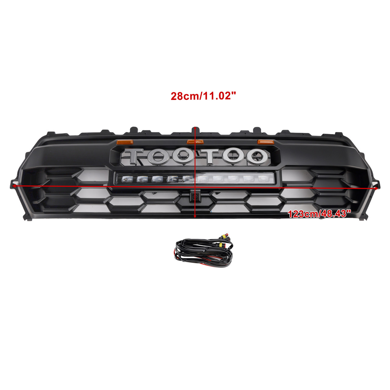 2024+ Toyota Tacoma Front Bumper Grille With Led & Light Bar Black Generic
