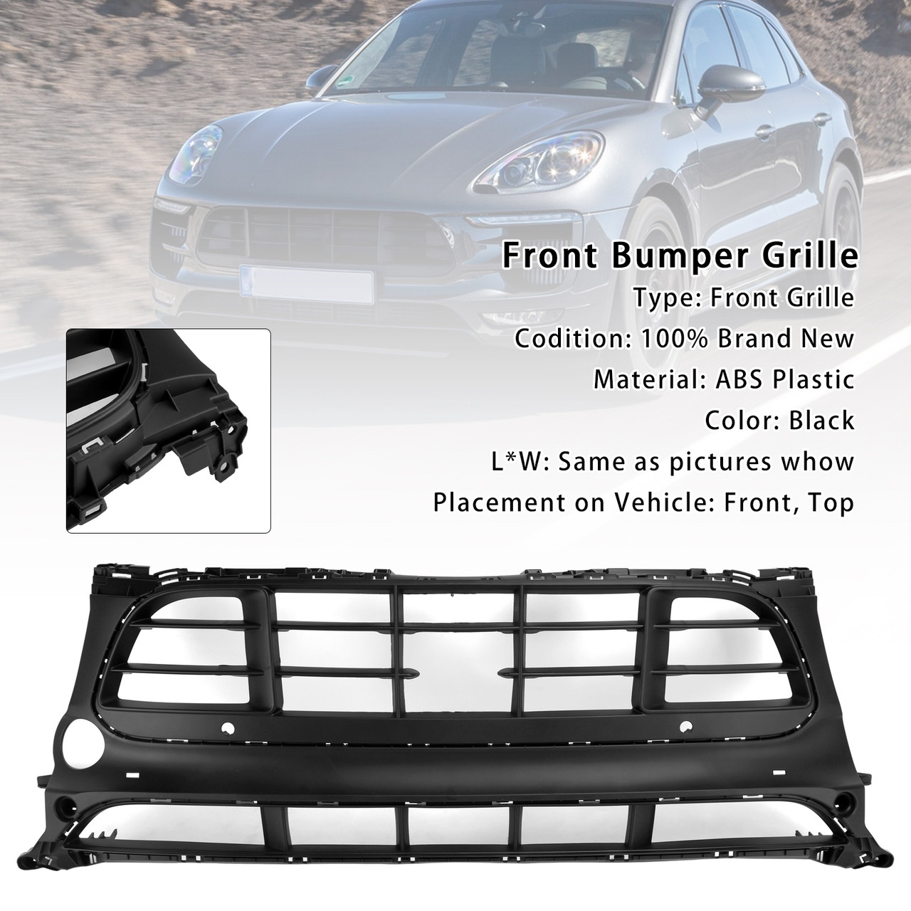 2014-2017 Porsche Macan GTS 95B With ACC Front Bumper Grille 95B807683AL Generic