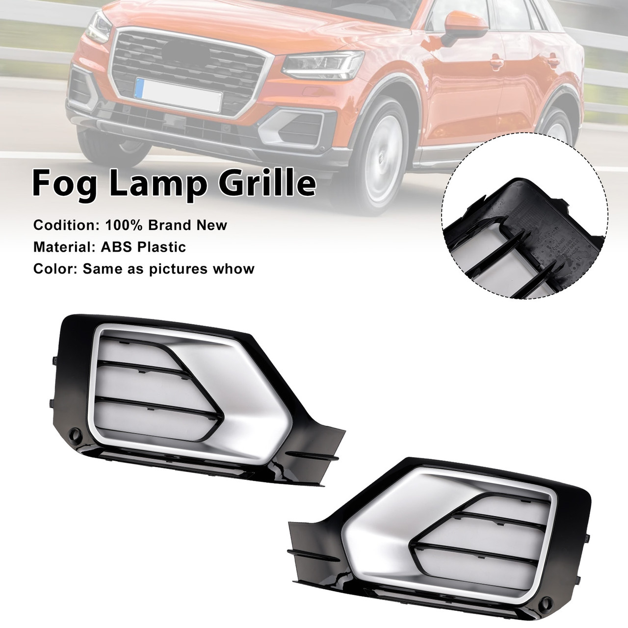2016-2020 Audi Q2 2PCS Front Bumper Grille Fog Lamp Grille 81A807681G Generic