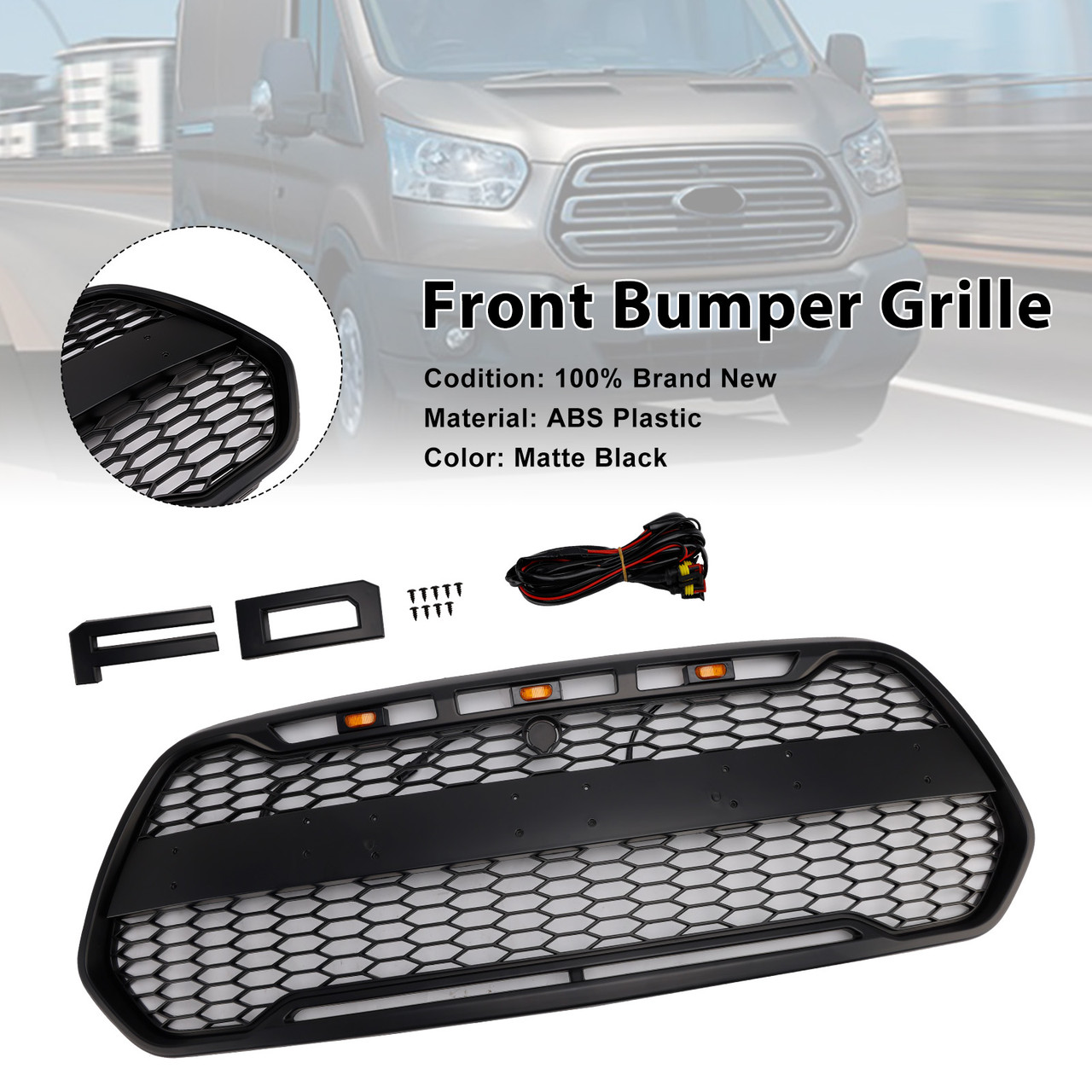 2015-2019 Ford Transit 150 250 350 350H Front Bumper Grille Matte Black Generic