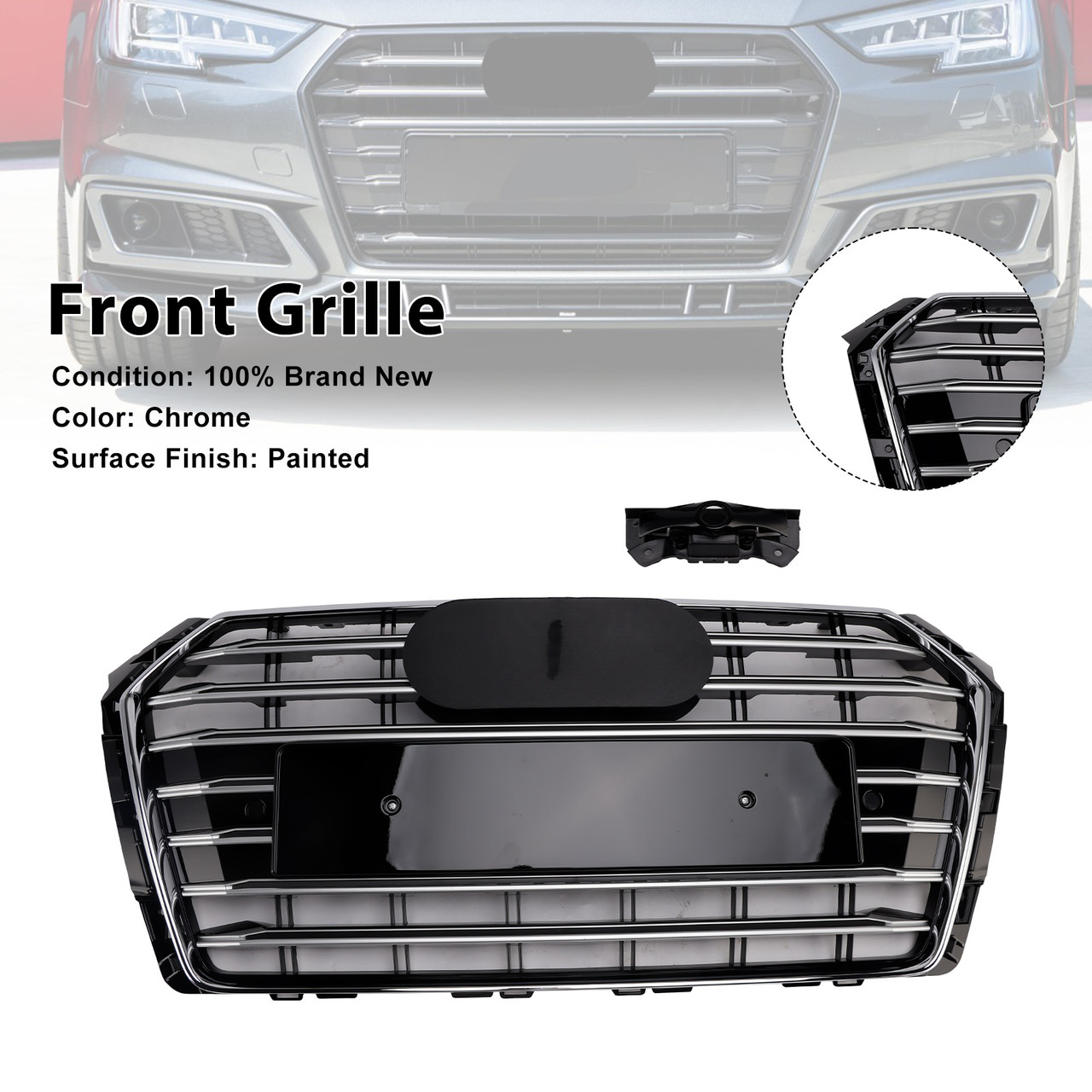 2017-2018 Audi A4 B9 S4 Pre-Facelift Front Bumper Mesh Hex Grille Chrome Generic