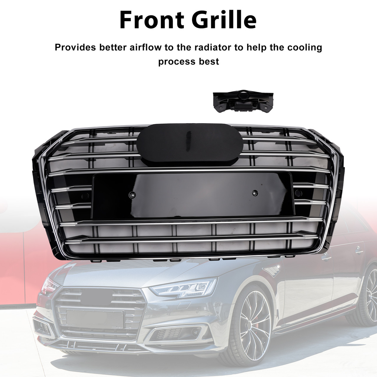 2017-2018 Audi A4 B9 S4 Pre-Facelift Front Bumper Mesh Hex Grille Chrome Generic