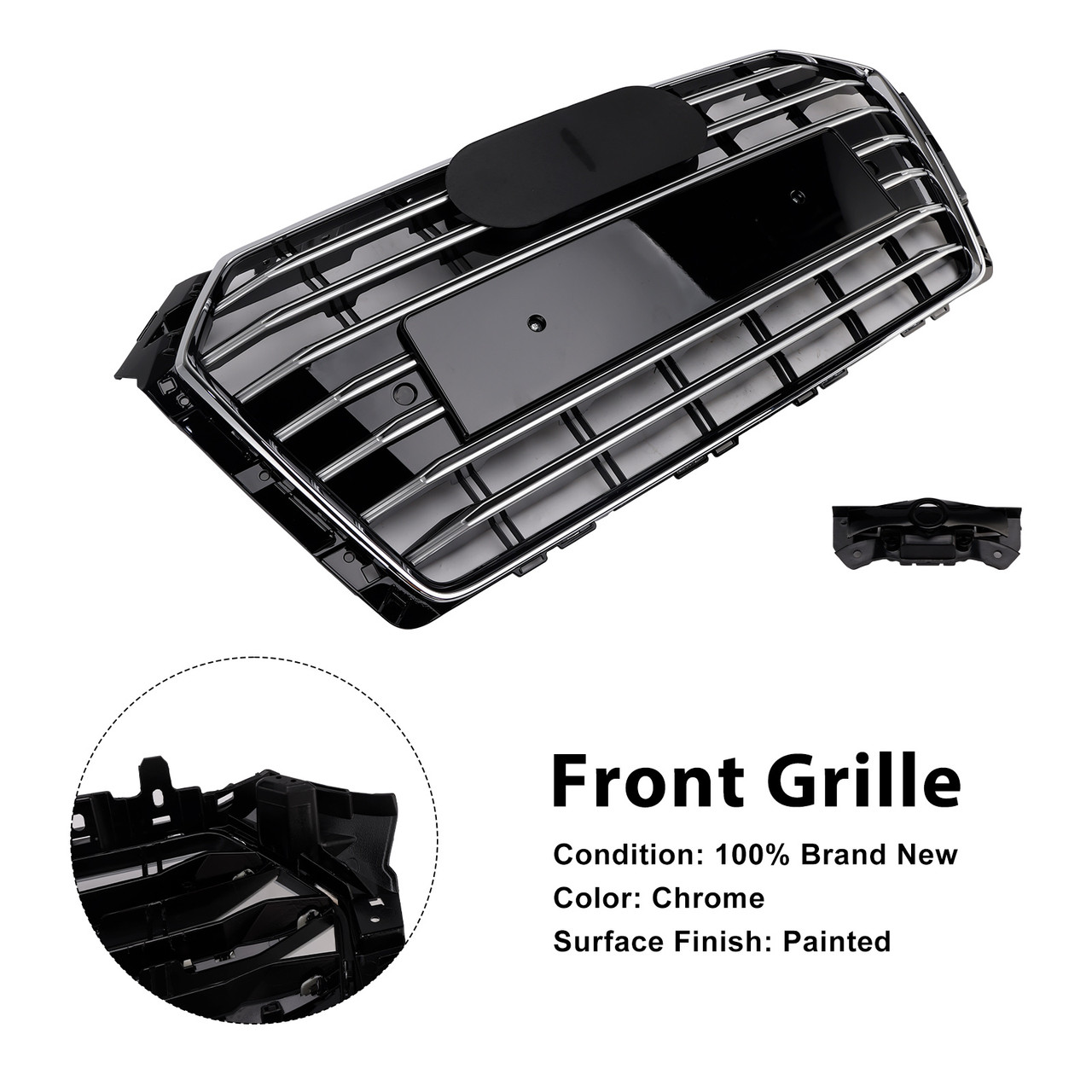 2017-2018 Audi A4 B9 S4 Pre-Facelift Front Bumper Mesh Hex Grille Chrome Generic