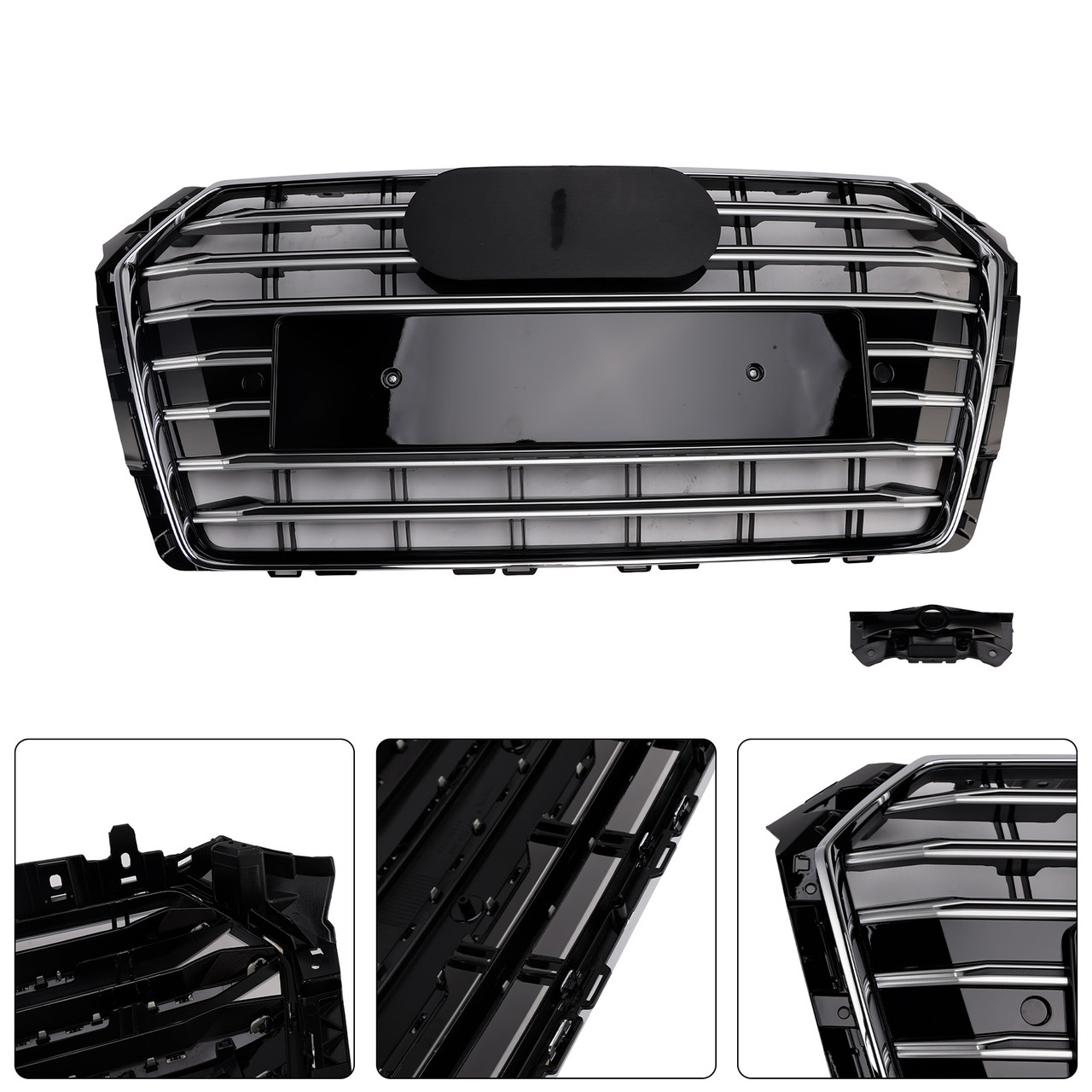 2017-2018 Audi A4 B9 S4 Pre-Facelift Front Bumper Mesh Hex Grille Chrome Generic