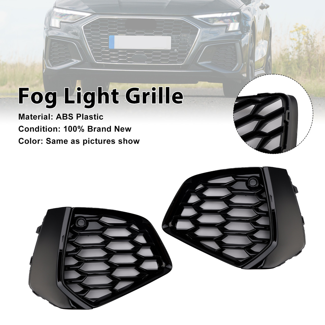 2021-2023 Audi A3 S-line Black S3 Front Honeycomb Fog Light Grille Generic