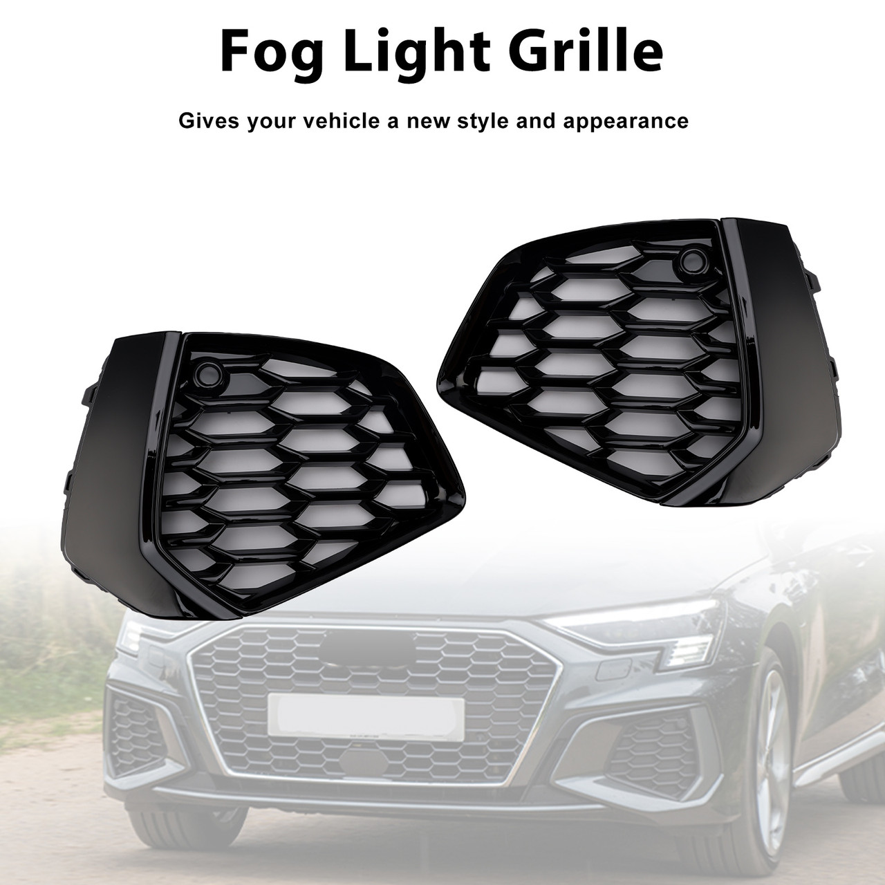 2021-2023 Audi A3 S-line Black S3 Front Honeycomb Fog Light Grille Generic
