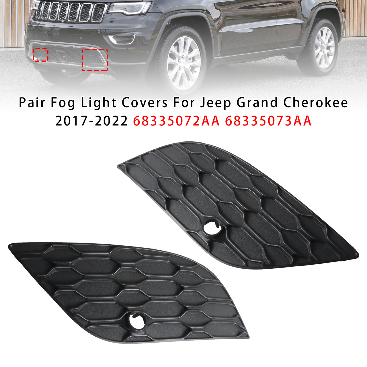 2017-2022 Jeep Grand Cherokee Pair Fog Light Covers 68335072AA 68335073AA Generic