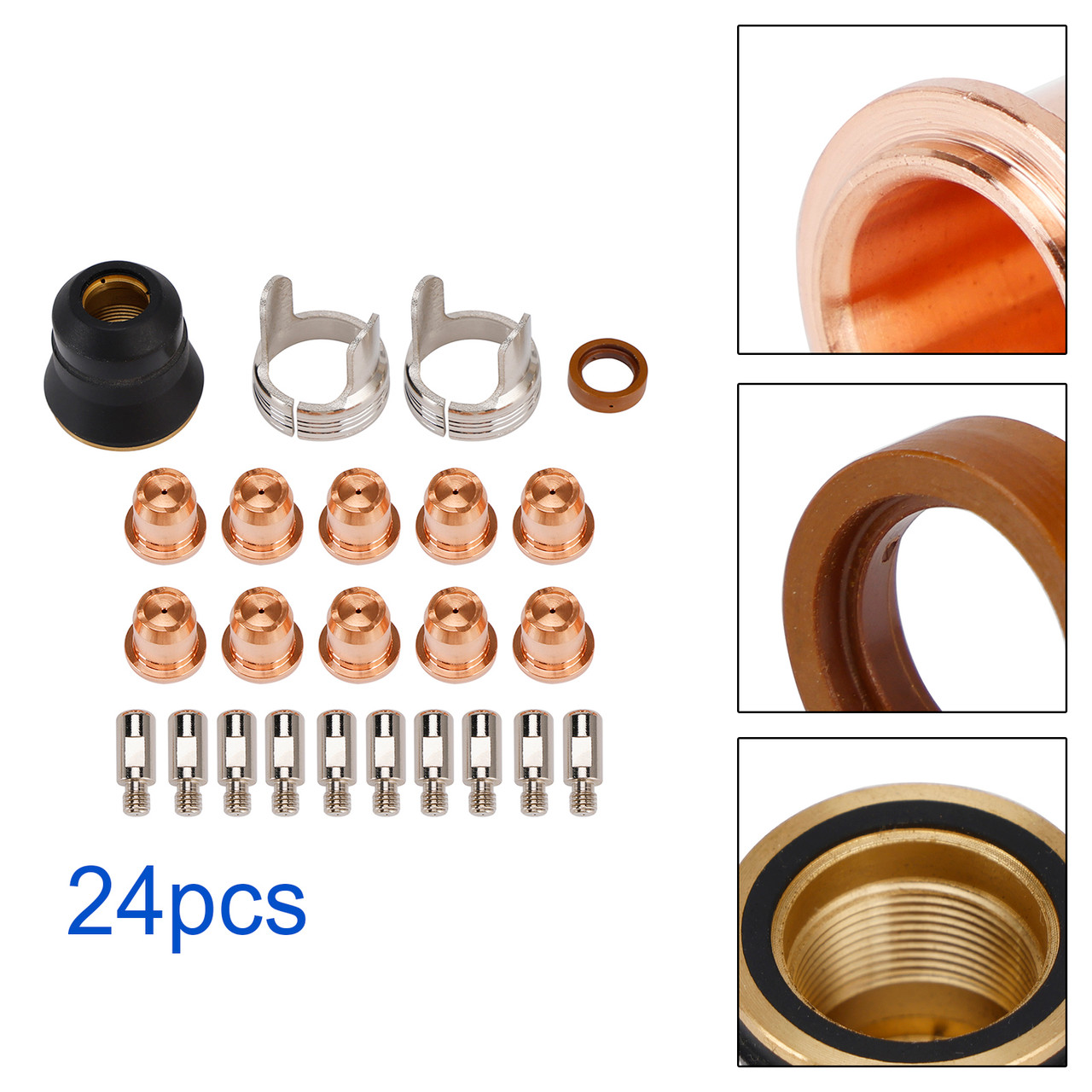 24Pcs IPT40 Plasma Cutting Torch Tip Electrode Consumables For CUT-55DS CUT-65DS