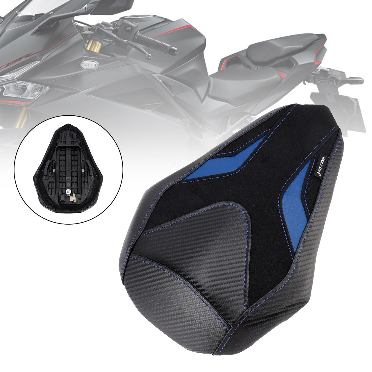 2017-2024 HONDA CBR250RR Rear Seat Passenger Cushion Flat Blue Generic