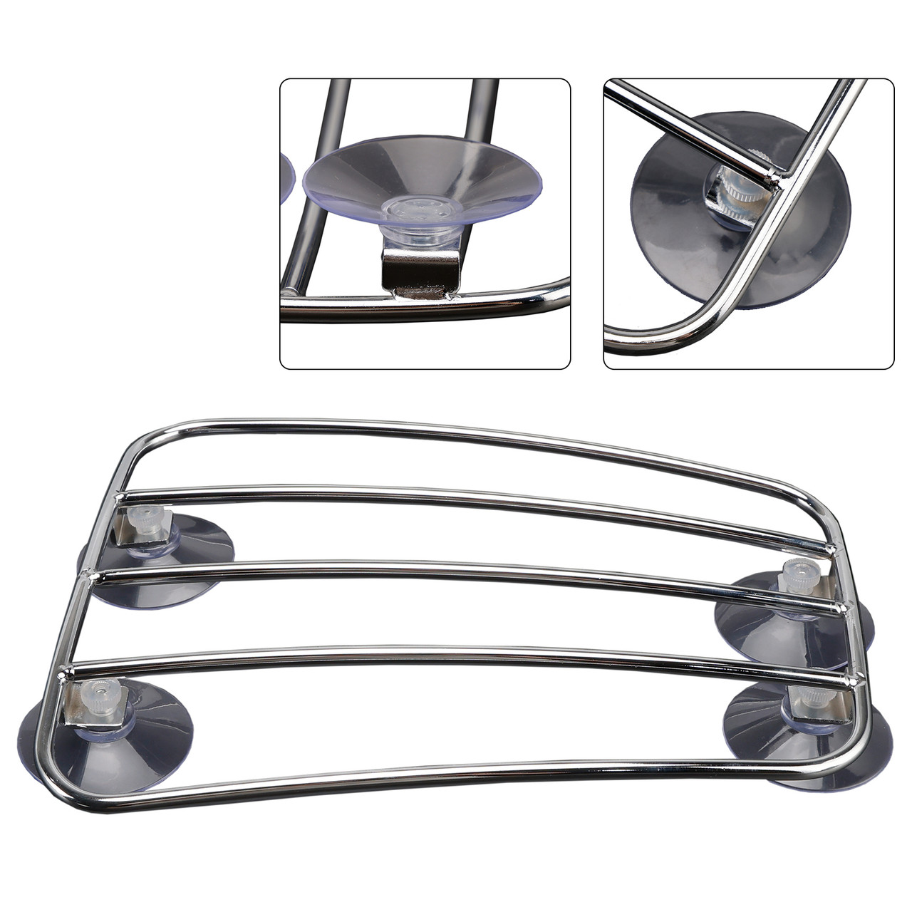 Motorcycle Fuel Tank Luggage Rack with 4 Suction Cups Chrome Universal
