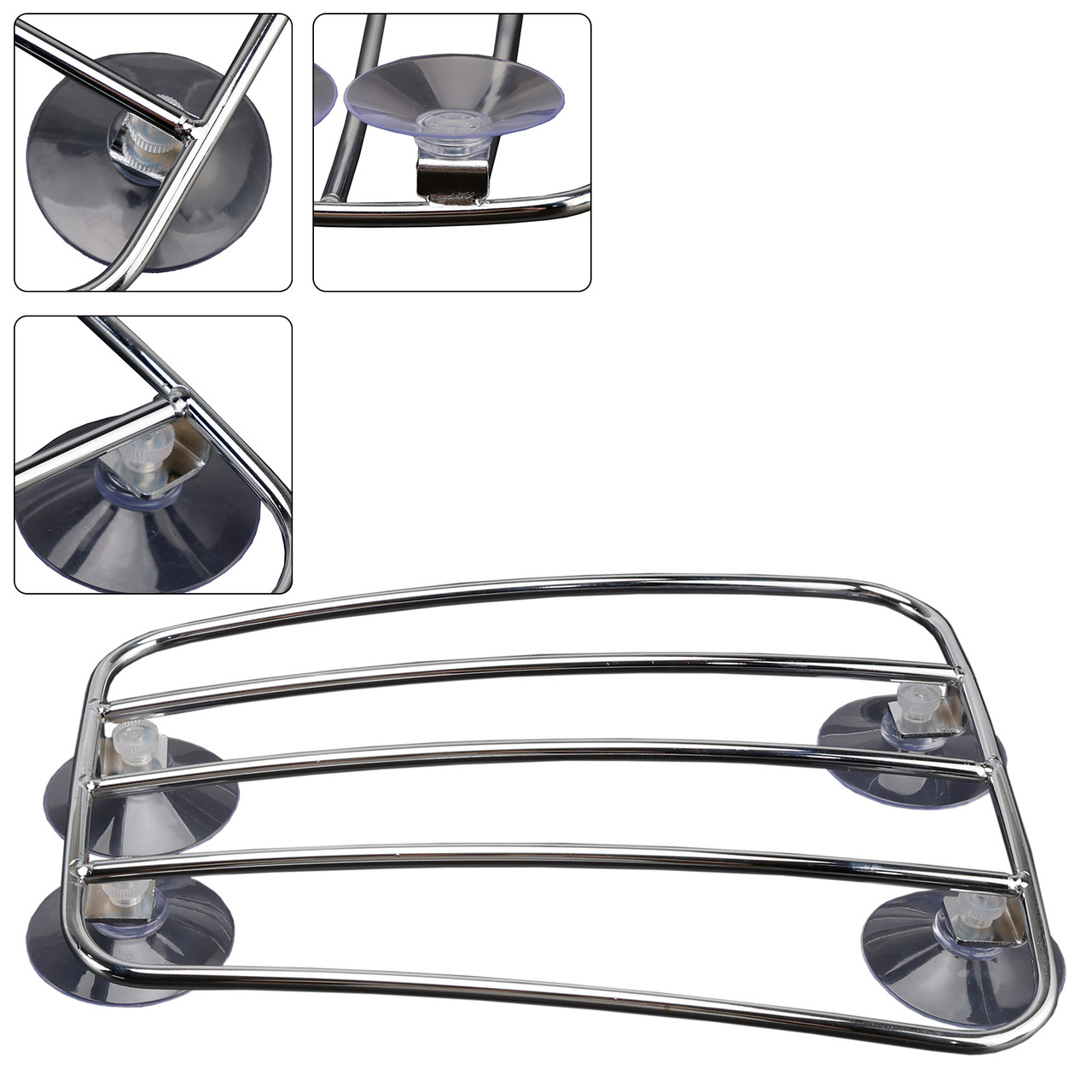 Motorcycle Fuel Tank Luggage Rack with 4 Suction Cups Chrome Universal