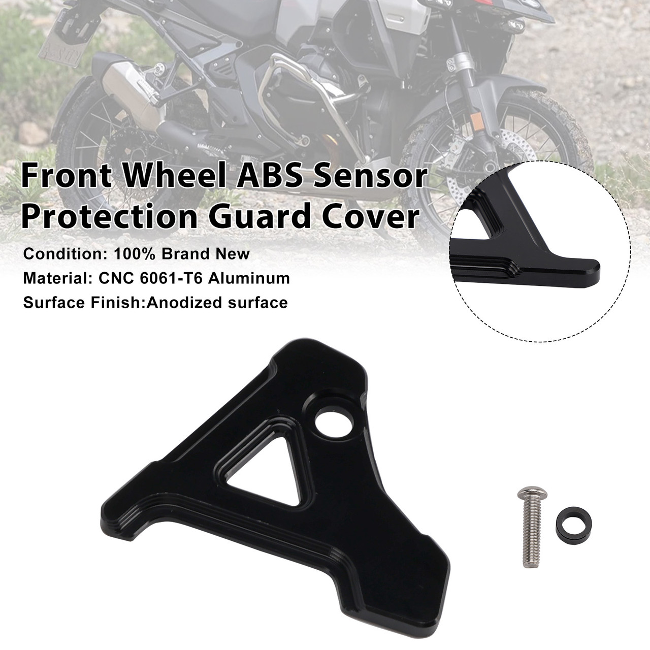 2023-2025 BMW R1300GS ADV Front Wheel ABS Sensor Protection Guard Cover Black Generic
