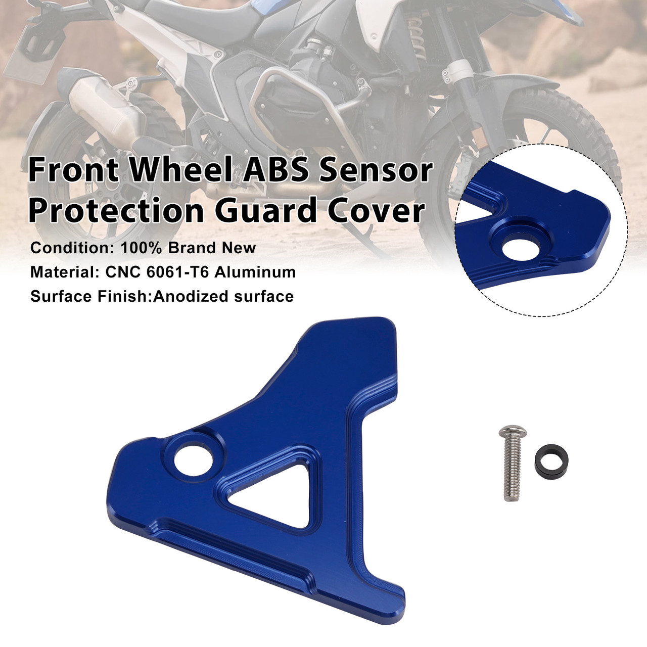 2023-2025 BMW R1300GS ADV Front Wheel ABS Sensor Protection Guard Cover Blue Generic
