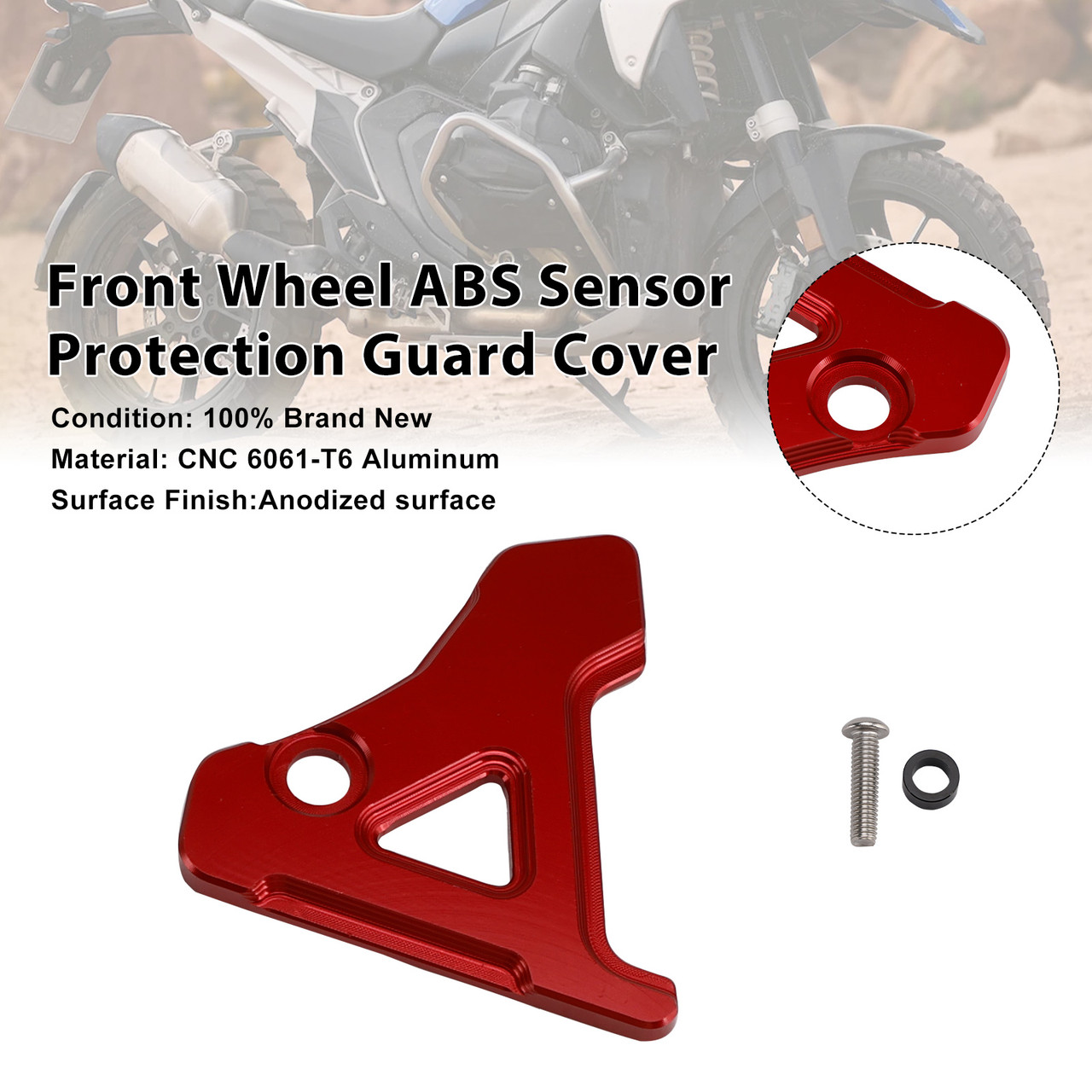 2023-2025 BMW R1300GS ADV Front Wheel ABS Sensor Protection Guard Cover Red Generic