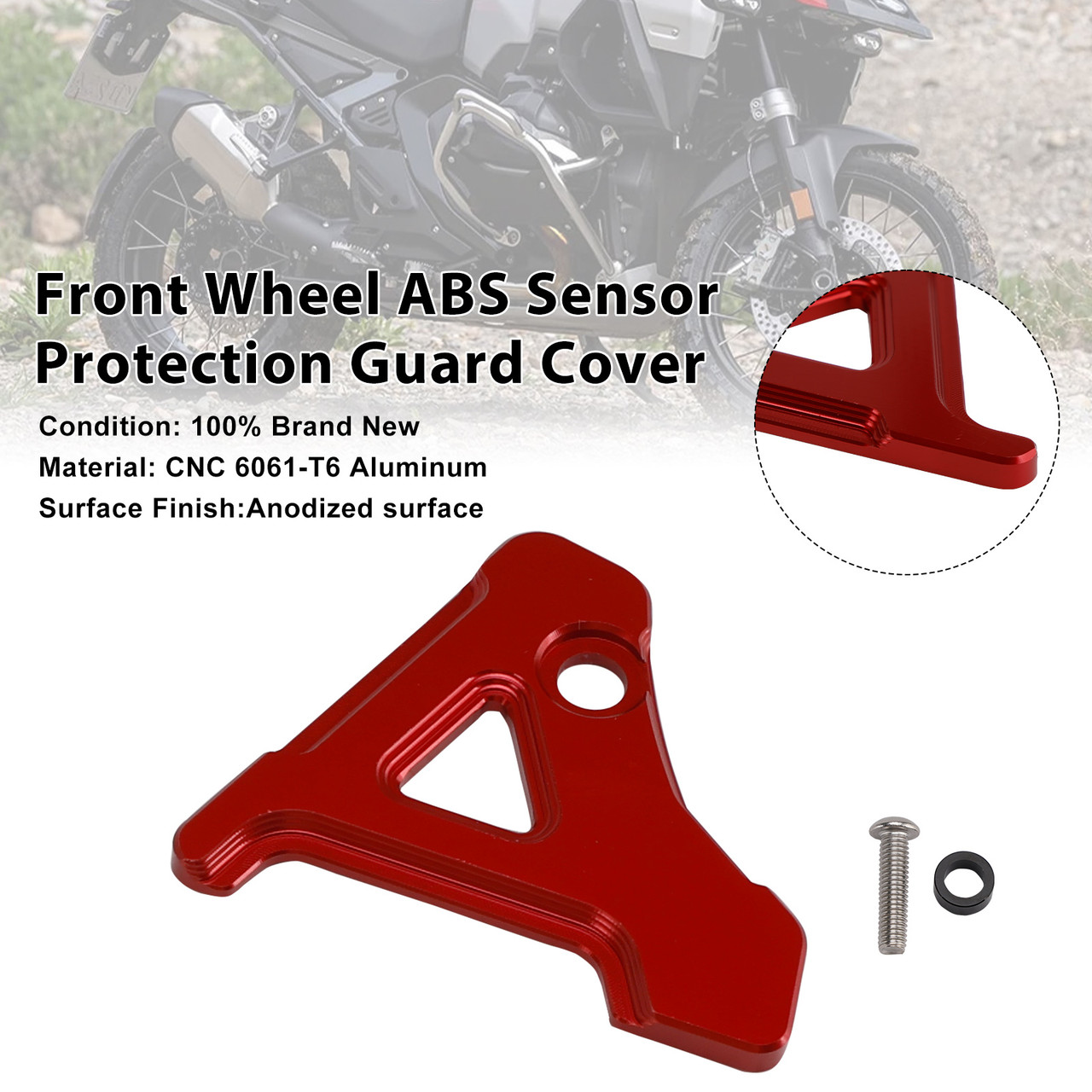 2023-2025 BMW R1300GS ADV Front Wheel ABS Sensor Protection Guard Cover Red Generic