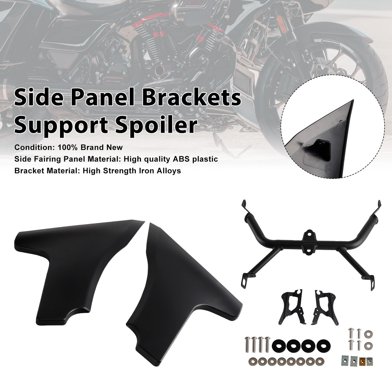 2023-2025 CVO 121 117 Road Glide FLTRXSE Side Panel Brackets Support Spoiler Matte Black Generic