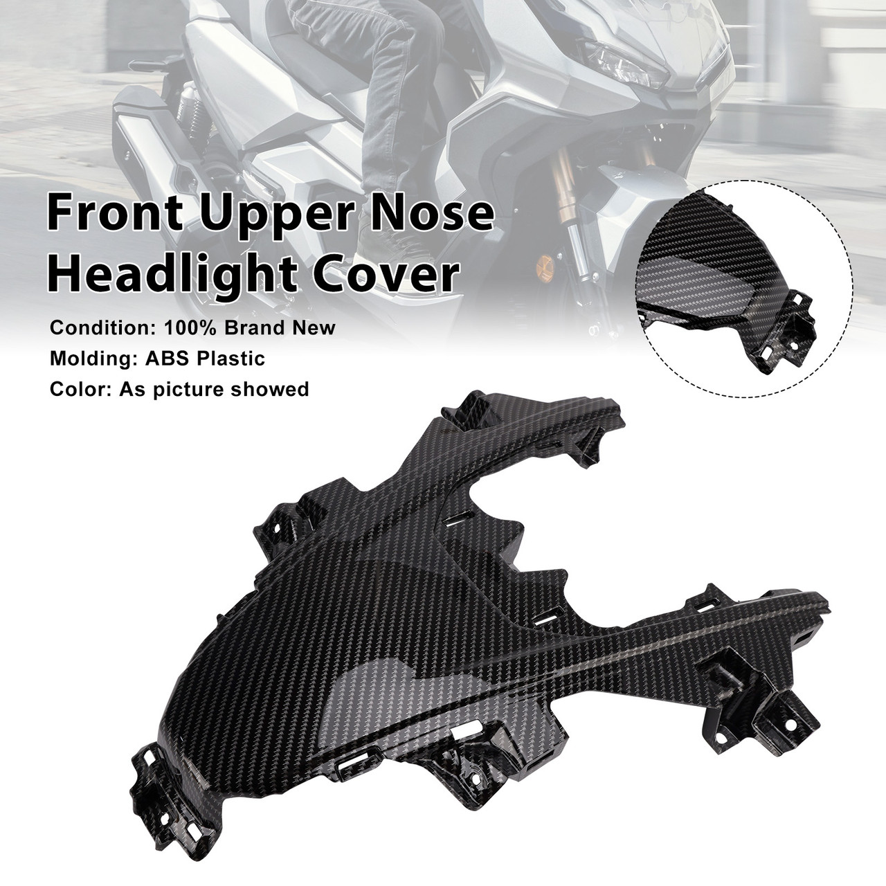 2022-2025 Honda ADV350 Front Upper Nose Headlight Cover Carbon Generic