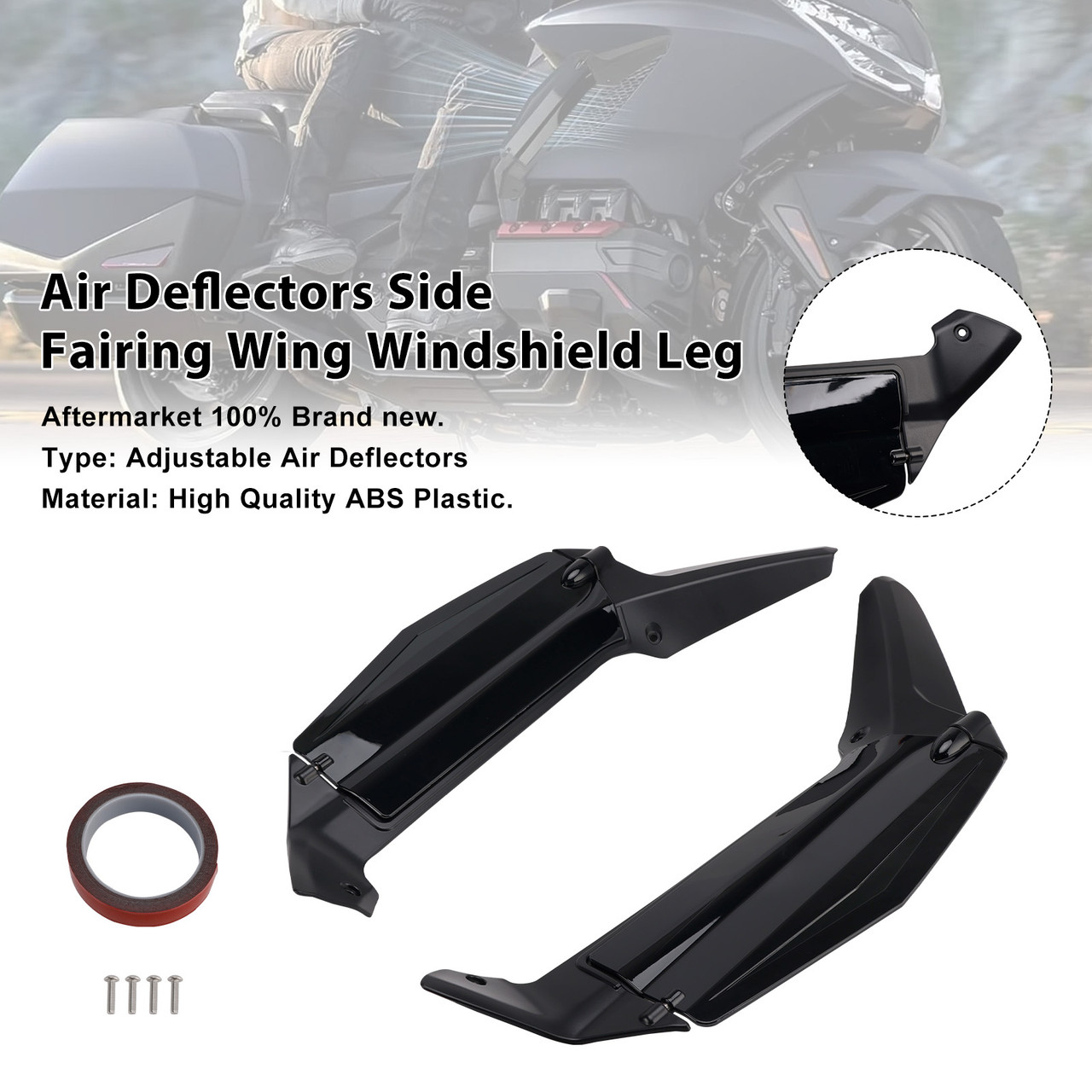 2018-2024 Honda Goldwing GL1800 Air Deflectors Side Fairing Wing Windshield Leg Black Generic