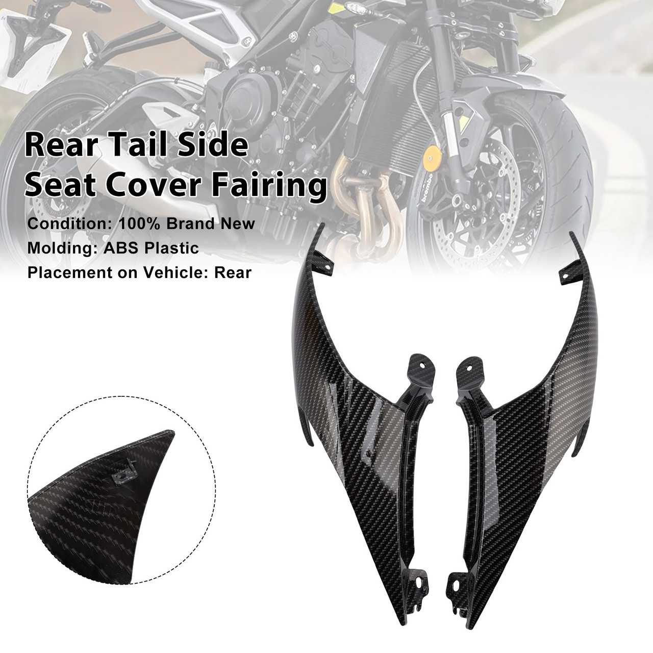 2020-2025 Triumph Street Triple 765 R/RS Rear Tail Side Seat Cover Fairing Black Generic