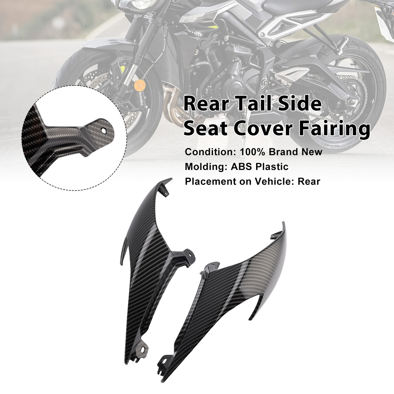 2020-2025 Triumph Street Triple 765 R/RS Rear Tail Side Seat Cover Fairing Black Generic