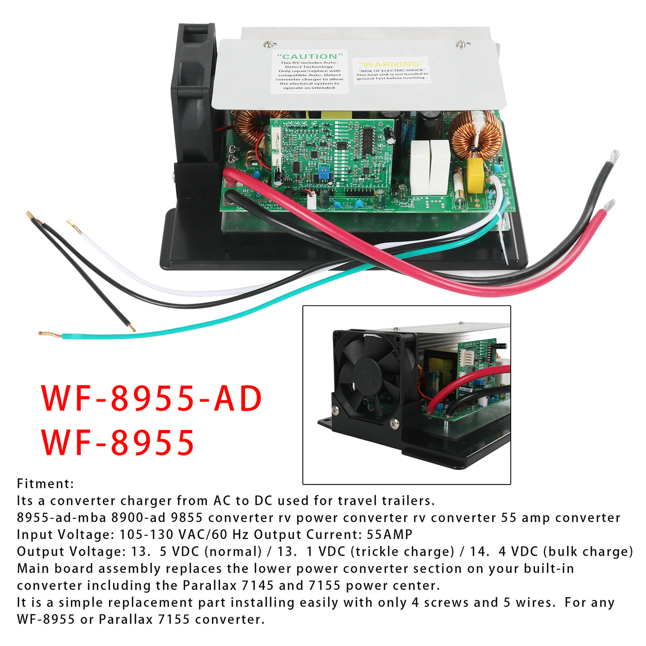 WF-8955-AD-MBA RV Power Converter 55 Amp DC Main Board Assembly For WF-8955